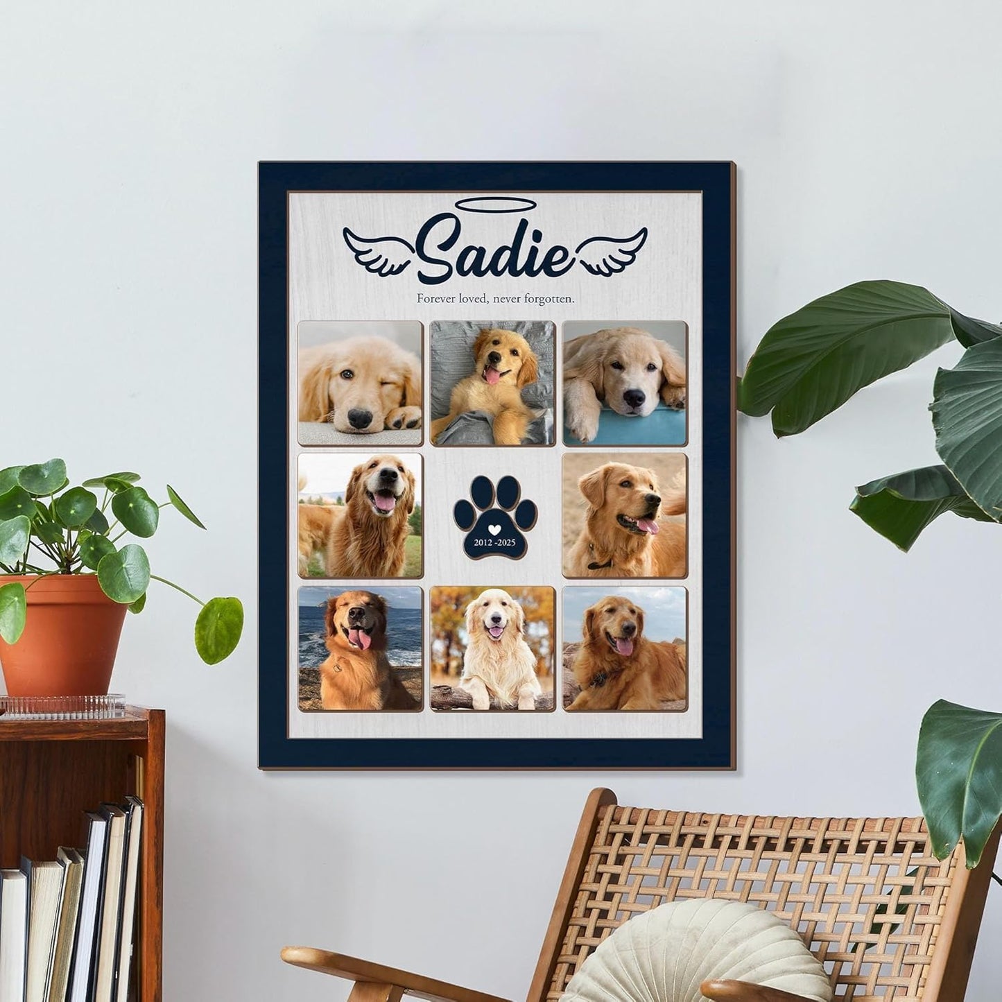 Custom Dog Memorial Photo Collage Sign – Personalized Dog/Cat Memorial Keepsake, Pet Loss Sympathy Gift, Custom Remembrance Gift with Multiple Pet Photos for Loss of Pet