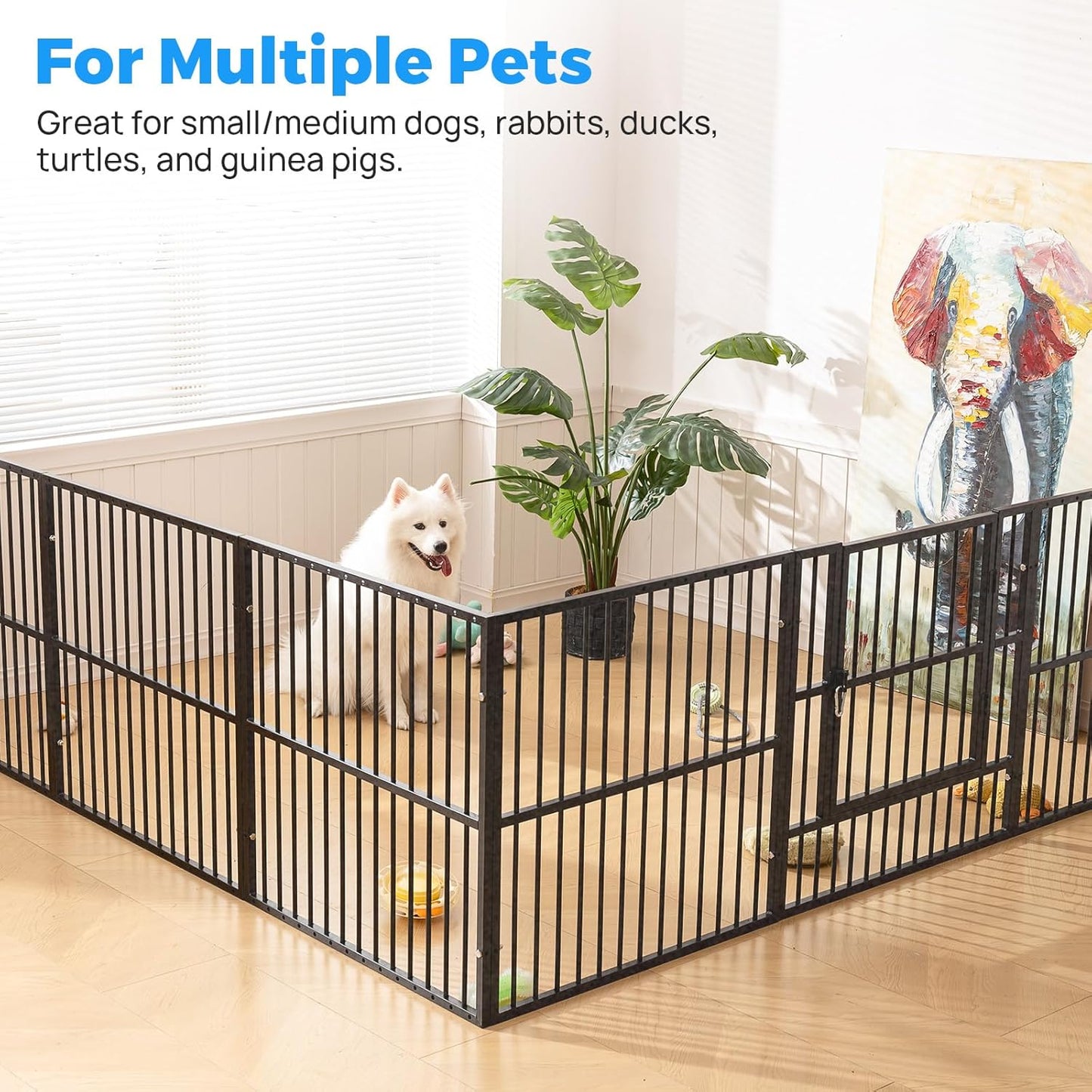Dog Playpen - 32" Height Dog Pen, Heavy Duty Puppy Pen with Door, Safe & Sturdy, Easy Assemble for Indoor/Outdoor Pet Playpen (10 Panels with Door, Grey)