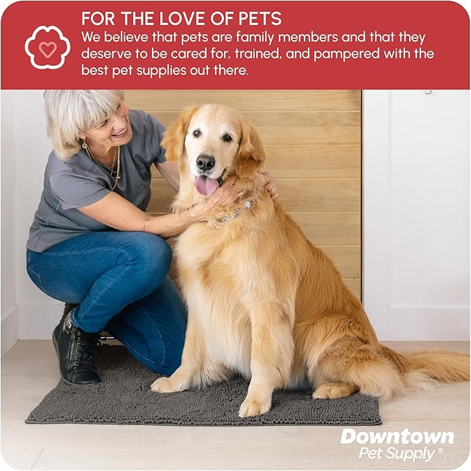 My Doggy Place Microfiber Dog Mat for Muddy Paws, 36" x 26" Ash - Absorbent and Quick-Drying Dog Paw Cleaning Mat, Washer and Dryer Safe - Non-Slip Rubber Backed Dog Floor Mat, Large