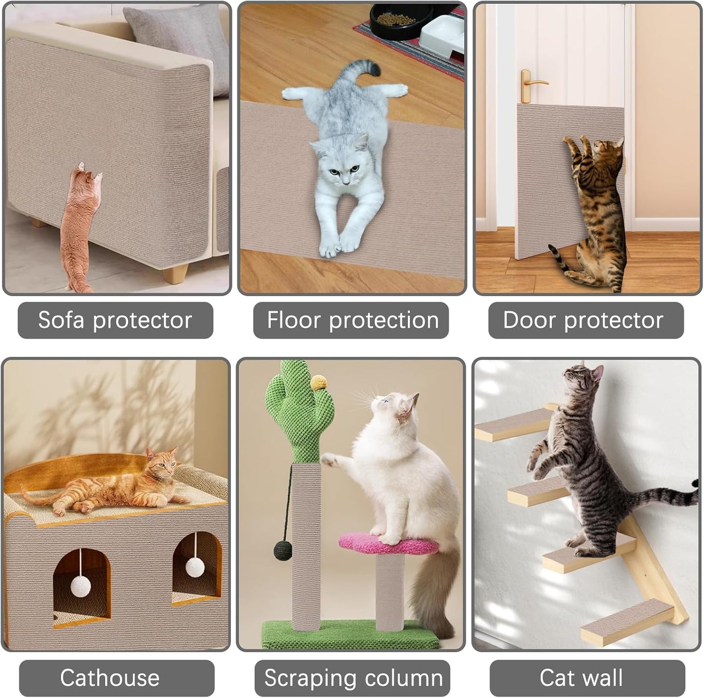 Large 118.1"x15.8" Cat Scratching Mat - Carpet with Self-Adhesive Trimmable-Adhesive Carpet, Cat Scratch Furniture Protector Replacement for Cat Tree Shelf Shelves Couch Furniture DIY Protector