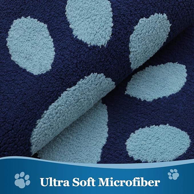 Buganda Dog Door Mat for Muddy Paws, Absorbent Dirt Trapper Washable Indoor Doormats, Non Slip Low-Profile Mud Mat for Dogs, Front Entrance Doormat for Inside Floor (30x20 Inches, Dark Blue)