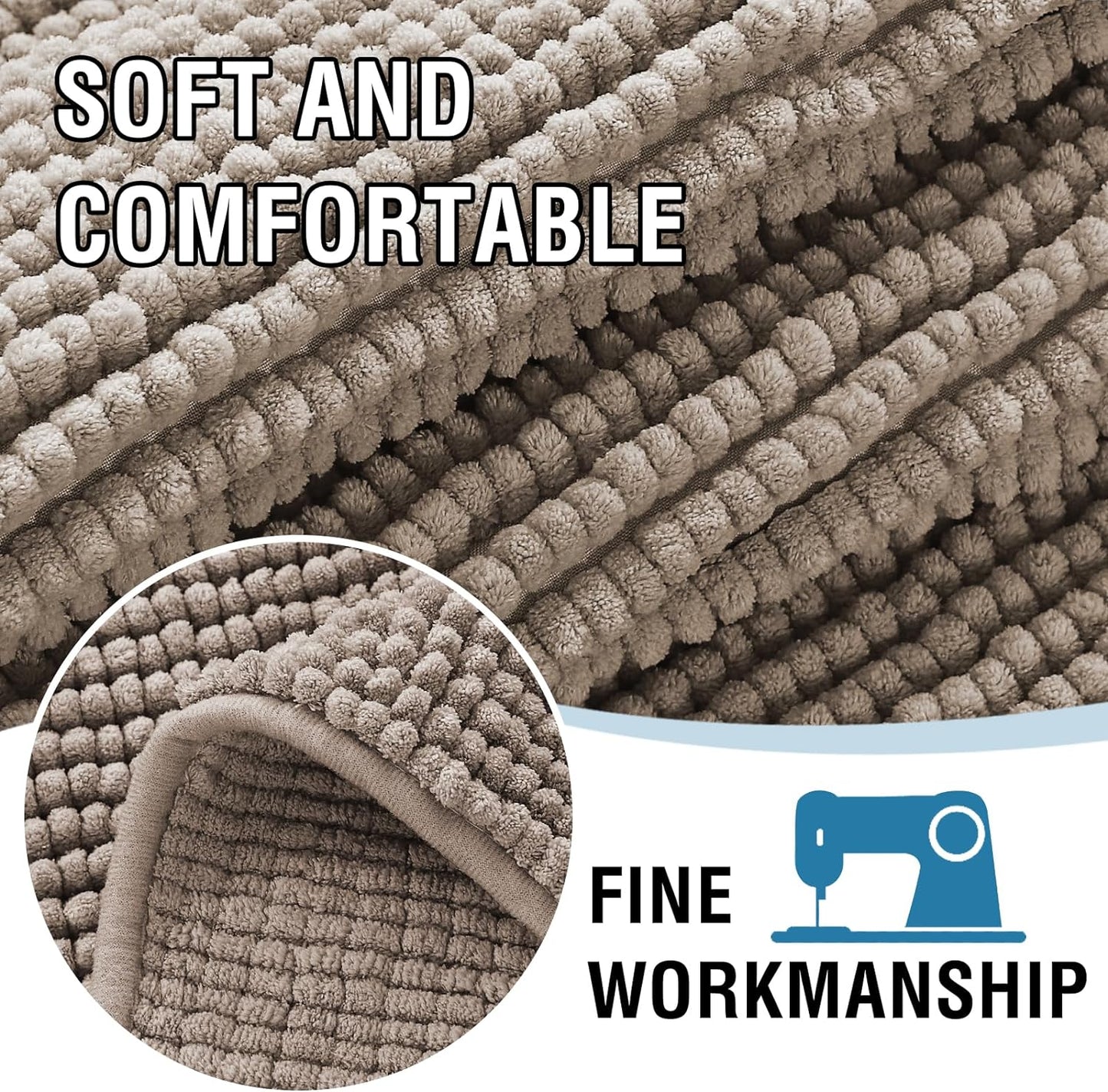 H.VERSAILTEX Plush Chenille Pet Couch Cover Thick Soft Sofa Cover for 3 Cushion Couch Anti Slip Couch Cover Furniture Protector for Dog, Pet, Cat (35" x 74", Taupe)