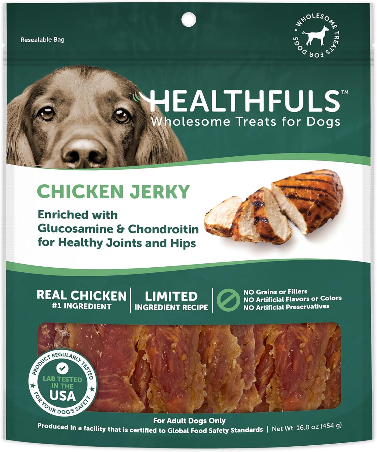 Healthfuls Chicken Jerky Dog Treats with Glucosamine & Chondroitin, 16oz