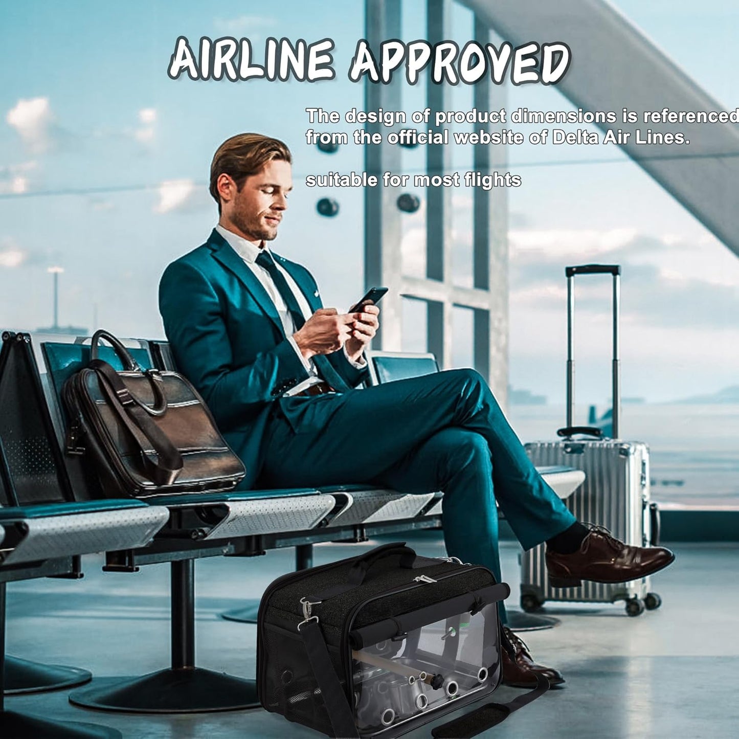 Suertree Bird Carrier Airline Approved, Bird Travel Cage with Indestructible Stainless Steel Mesh, Bird Travel Bag Lightweight and Portable with Water Bottle and Bowl