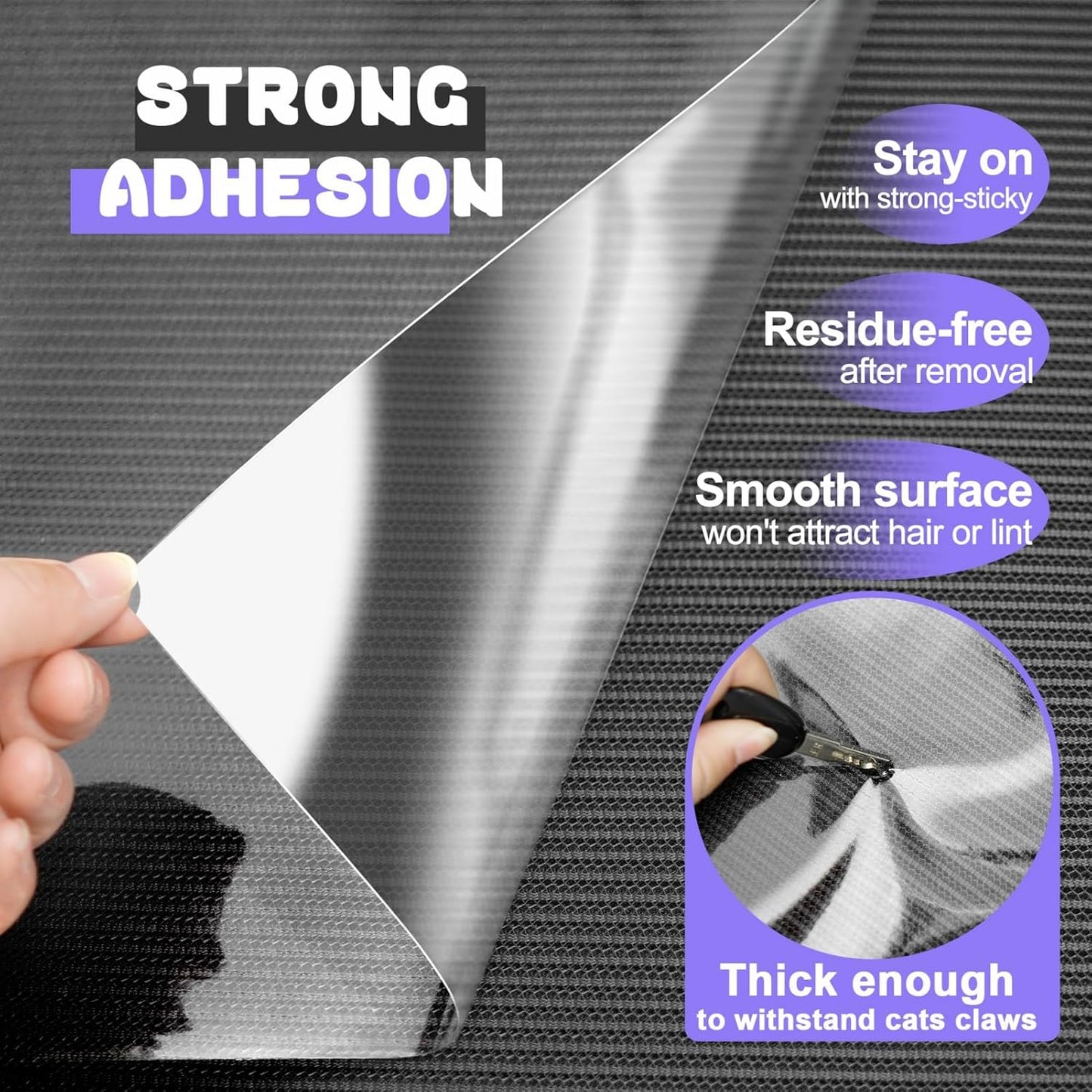 Cat Scratch Furniture Protector, 2 Pack 196.8" x 11.8" Couch Protector from Cat Claws, Thickened Transparent Self-Adhesive Furniture Protectors for Couch Protection from Cat Scratching