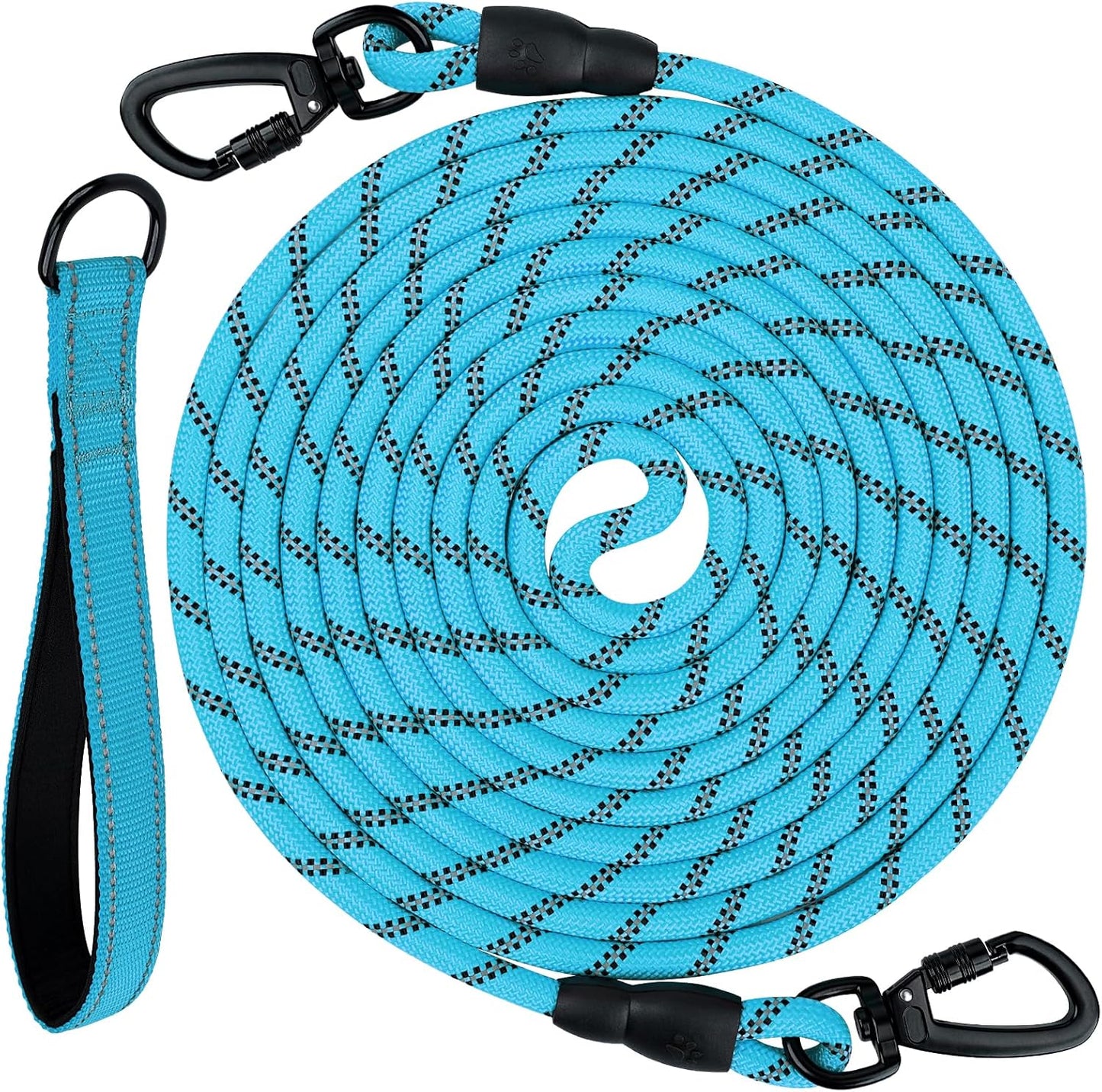 Joytale Long Leash for Dog with Removable Padded Handle, Heavy Duty Lead for Large Medium Dogs,15FT/30FT/50FT/65FT Reflective Training Leash for Play, Camping, Backyard Tie Out, Blue, 30FT