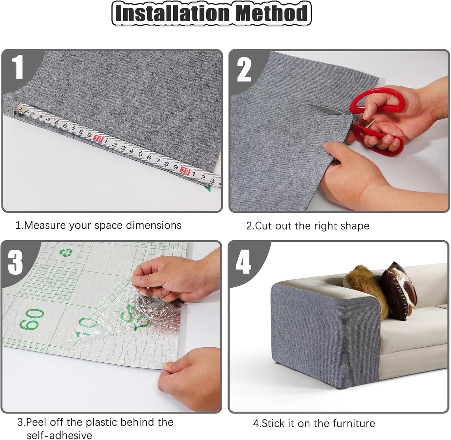 Large 118.1"x15.8" Cat Scratching Mat - Carpet with Self-Adhesive Trimmable-Adhesive Carpet, Cat Scratch Furniture Protector Replacement for Cat Tree Shelf Shelves Couch Furniture DIY Protector