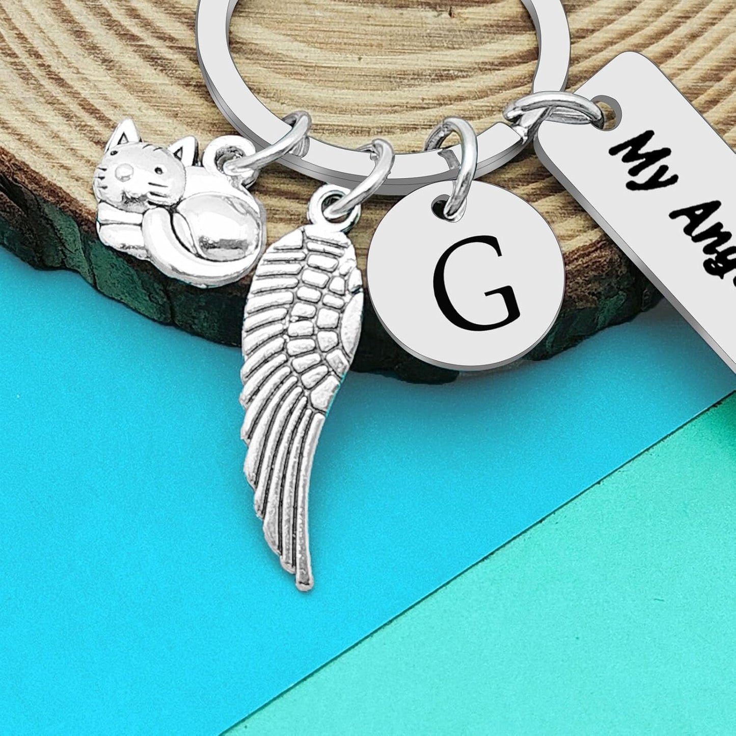 Dabihu Loss of Cat Memorial Keychain Initial Charm Jewelry Sympathy Gifts for Pet Loss in Memory of Cat Gifts for Cat Lovers