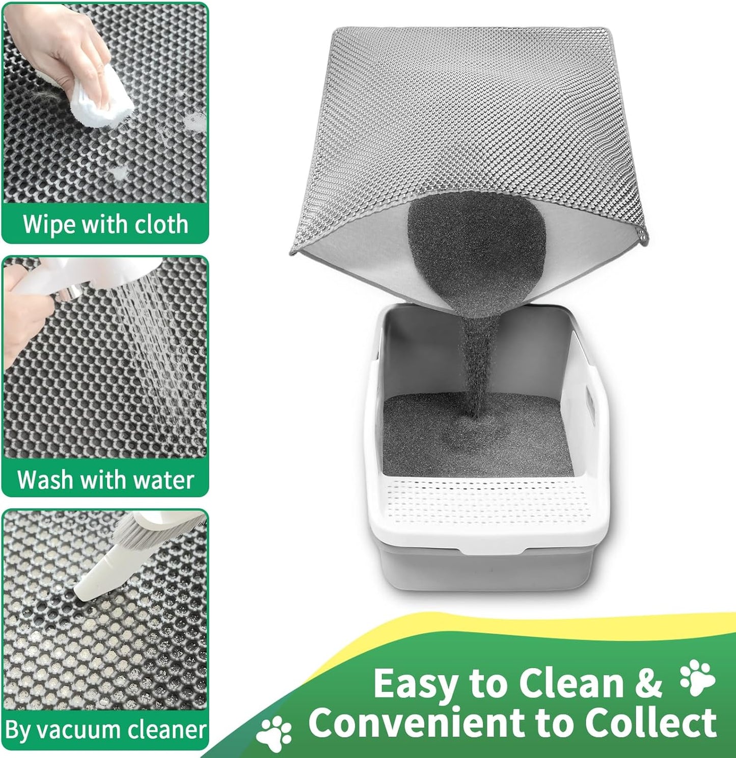 Cat Litter Mat,32"x22" Litter Box Mat,2 Layer Litter Trapping Mat for indoor cats,Litter Catcher Mats for kitty Pet,Cat Rug. Non-Slip Waterproof Urine Proof, Collapsable