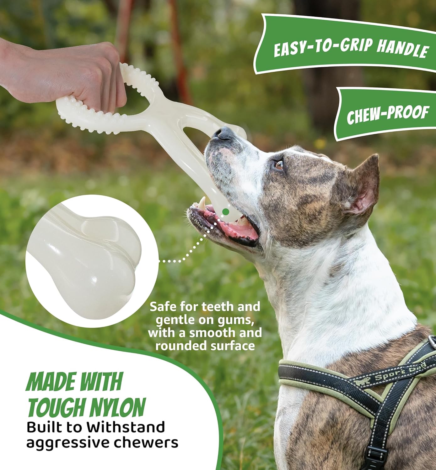 Durable Dog Chew Toy for Aggressive Chewers, Indestructible Nylon Bone Dental Care Teeth Cleaning Chew Toy for Small, Medium and Large Dogs, Keep Them Busy, Irresistible Beef Flavor (White)