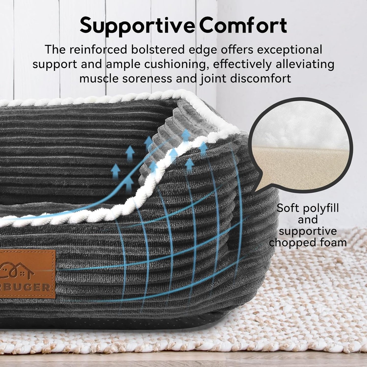 Orthopedic Dog Bed for Medium Dogs,Dog Sofa Beds Supportive Foam Pet Couch Bed with Removable Washable Mat and Nonskid Bottom (Medium, Dark Grey)