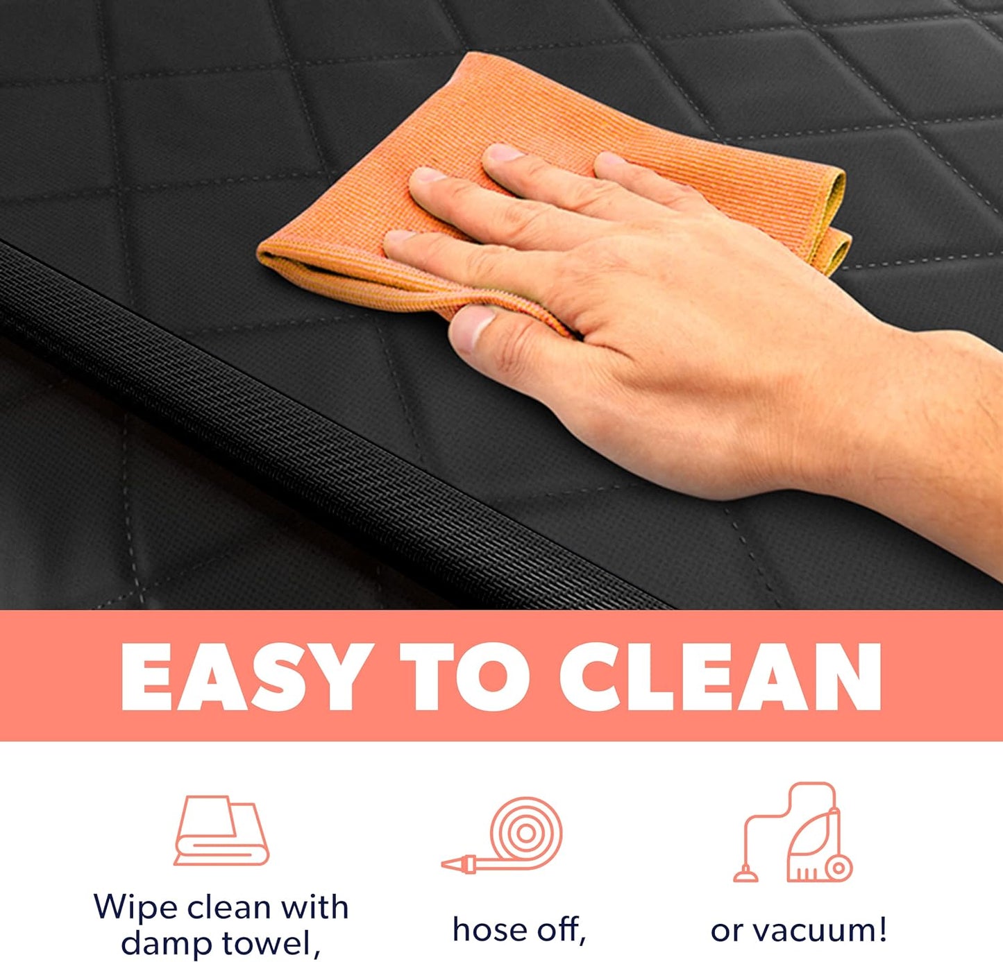 Active Pets Black Car Rear Seat Cover for Dogs, Durable Waterproof & Scratch Resistant Vehicle Backseat Protector, Nonslip Dog Accessory & Pet Protection for Back Seats, Machine Washable