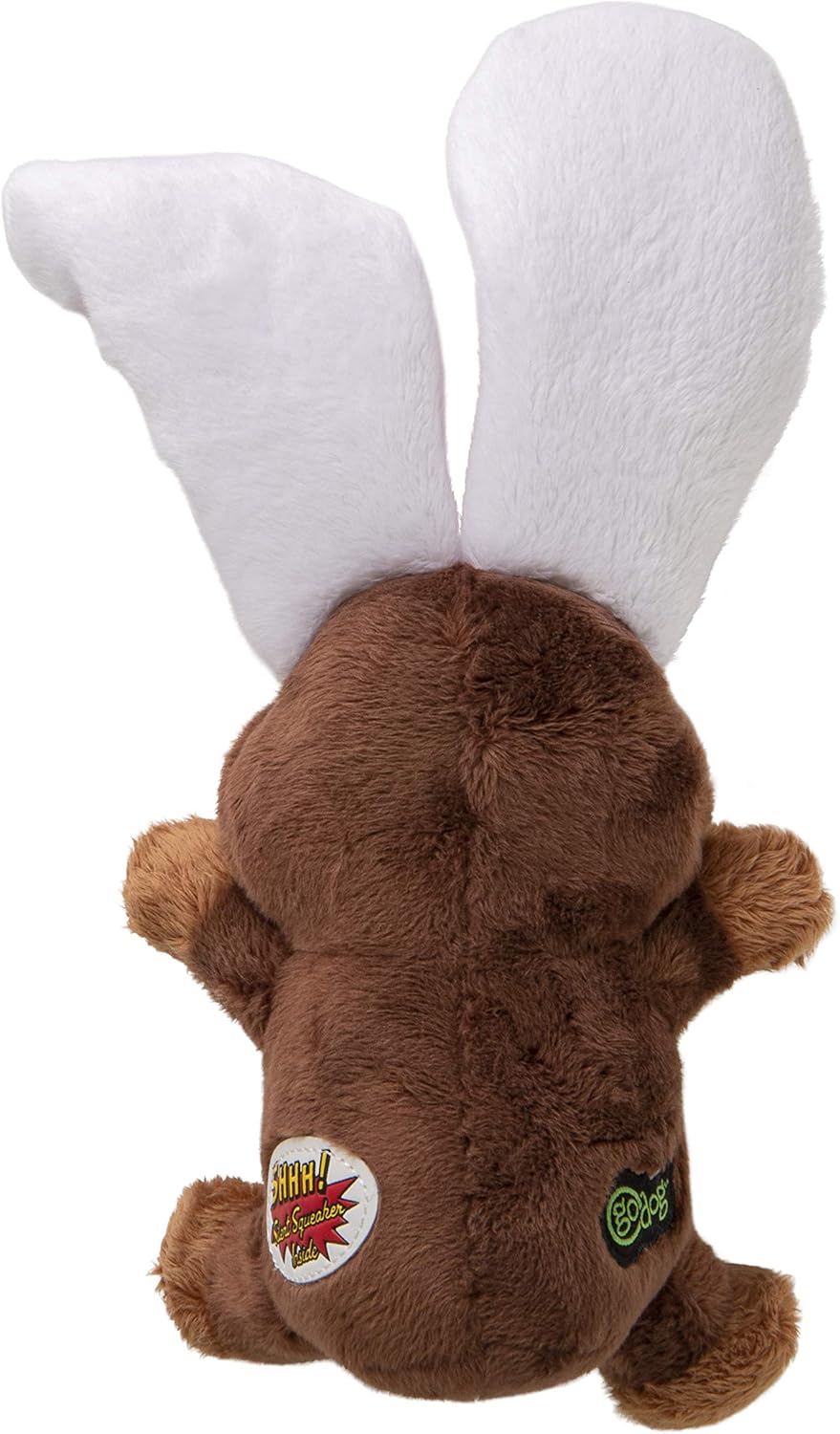 goDog Flips Monkey-Rabbit Silent Squeak Plush Dog Toy, Chew Guard Technology - Brown, Small