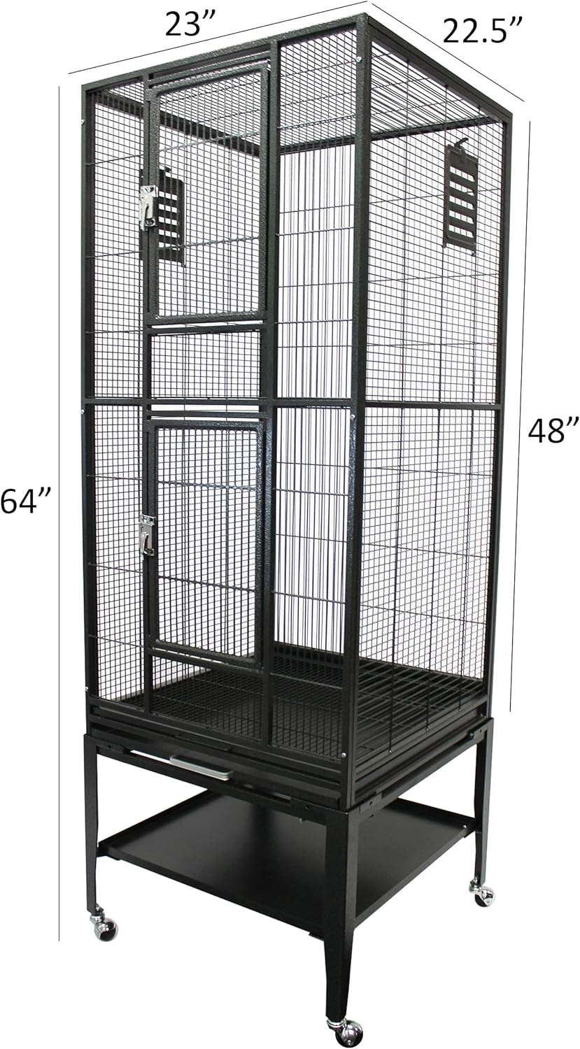Madagascar Cage - 60" Tall Durable Spacious Metal Cage - for Sugar Gliders, Squirrels, Marmosets & Other Small Pets