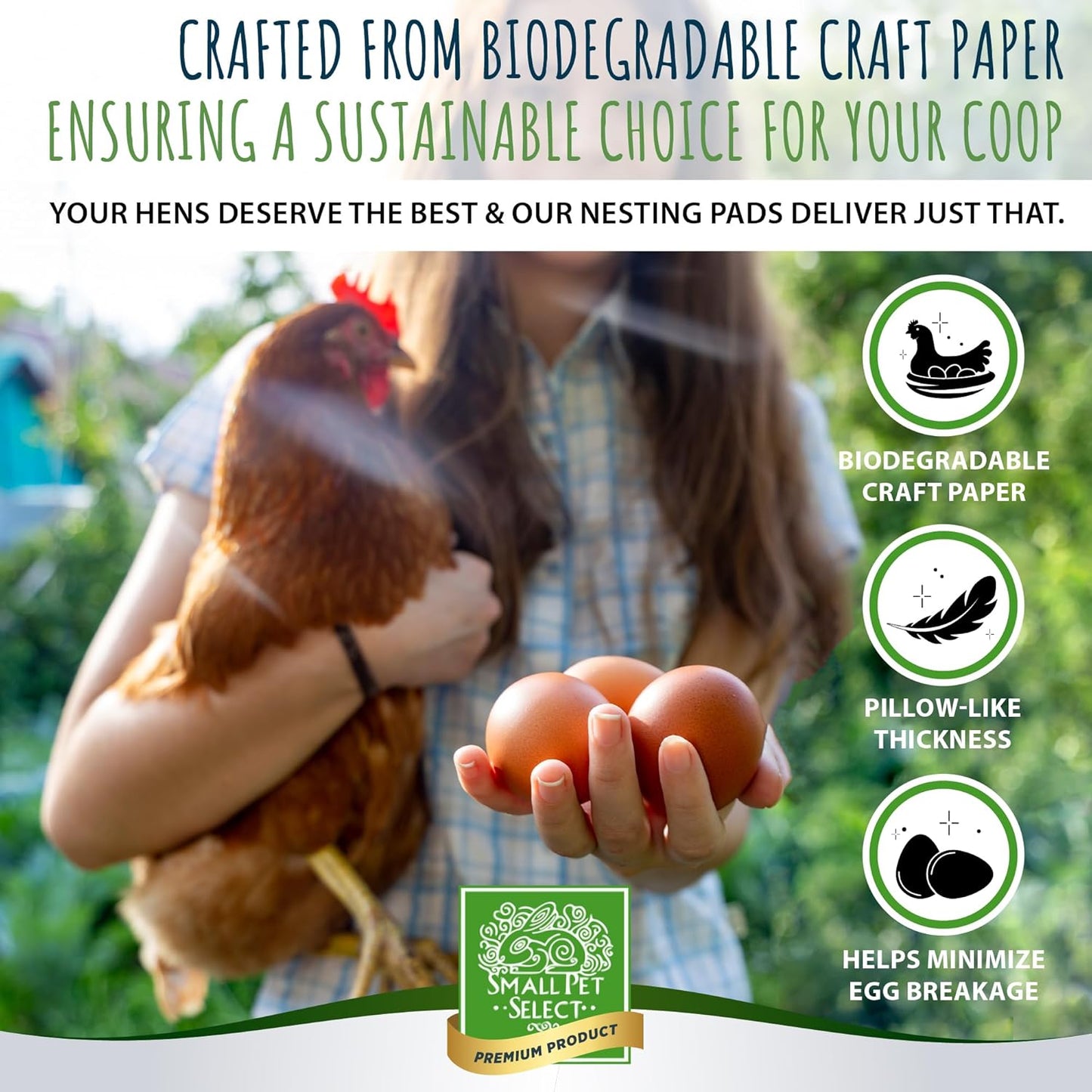 Small Pet Select - Chicken Nesting Pads (12-Pack), 13x13, for Hens, Fits Most Nesting Boxes, Chicken Coop Nest Liners