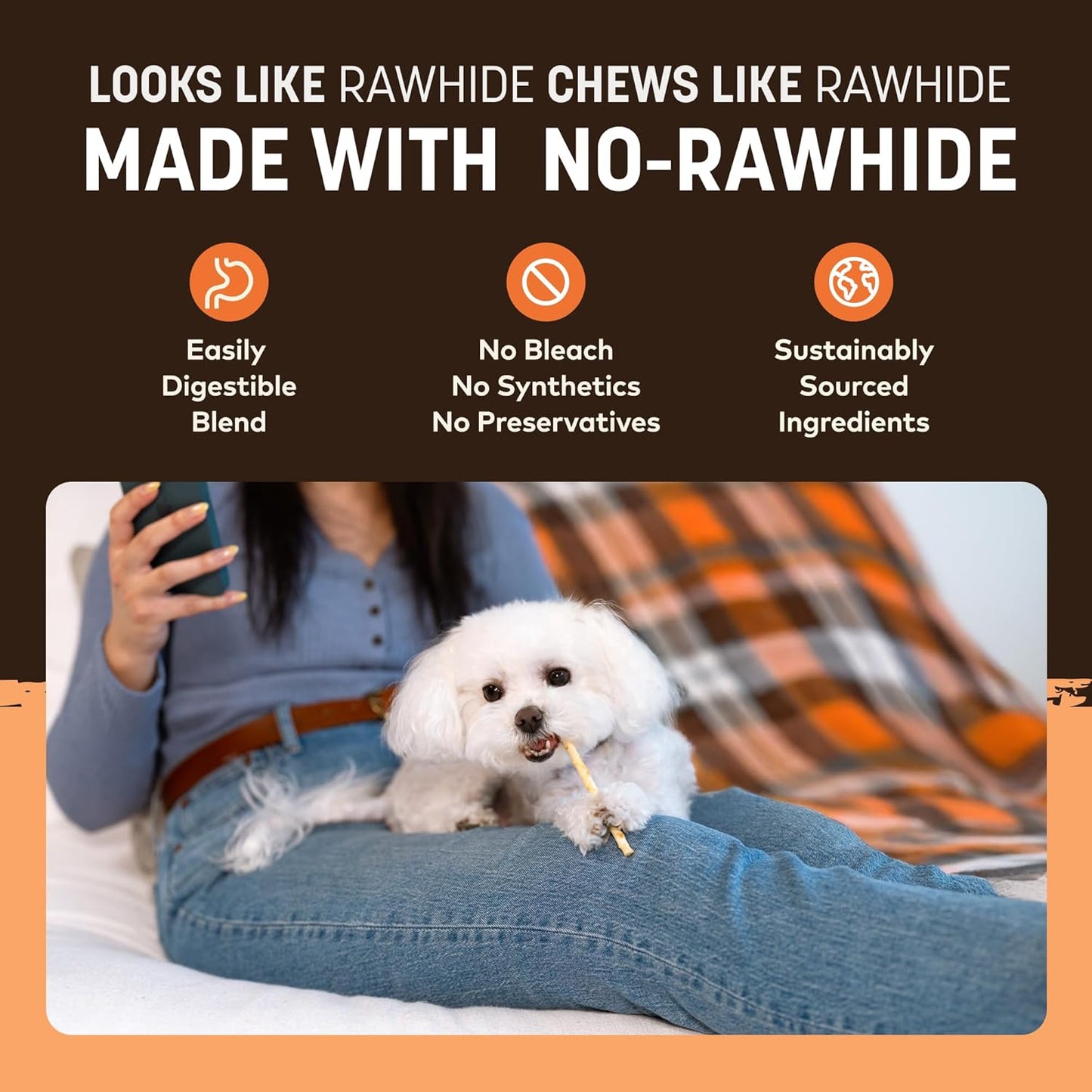 Earth Animal No-Hide Seasonal Stix Pumpkin Spice Recipe Natural Rawhide Alternative Dog & Cat Chews - 20 Count Value Pack