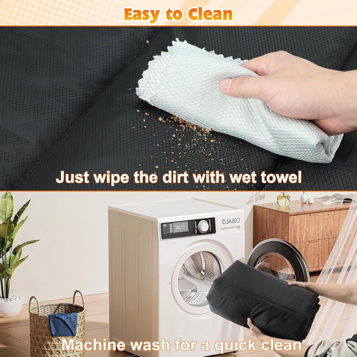 BWOGUE Large Outdoor Dog Bed, Portable Waterproof Camping Mat, Washable Travel Mat with Carry Bag for Medium and Large Dogs, 57"X39" (Black)