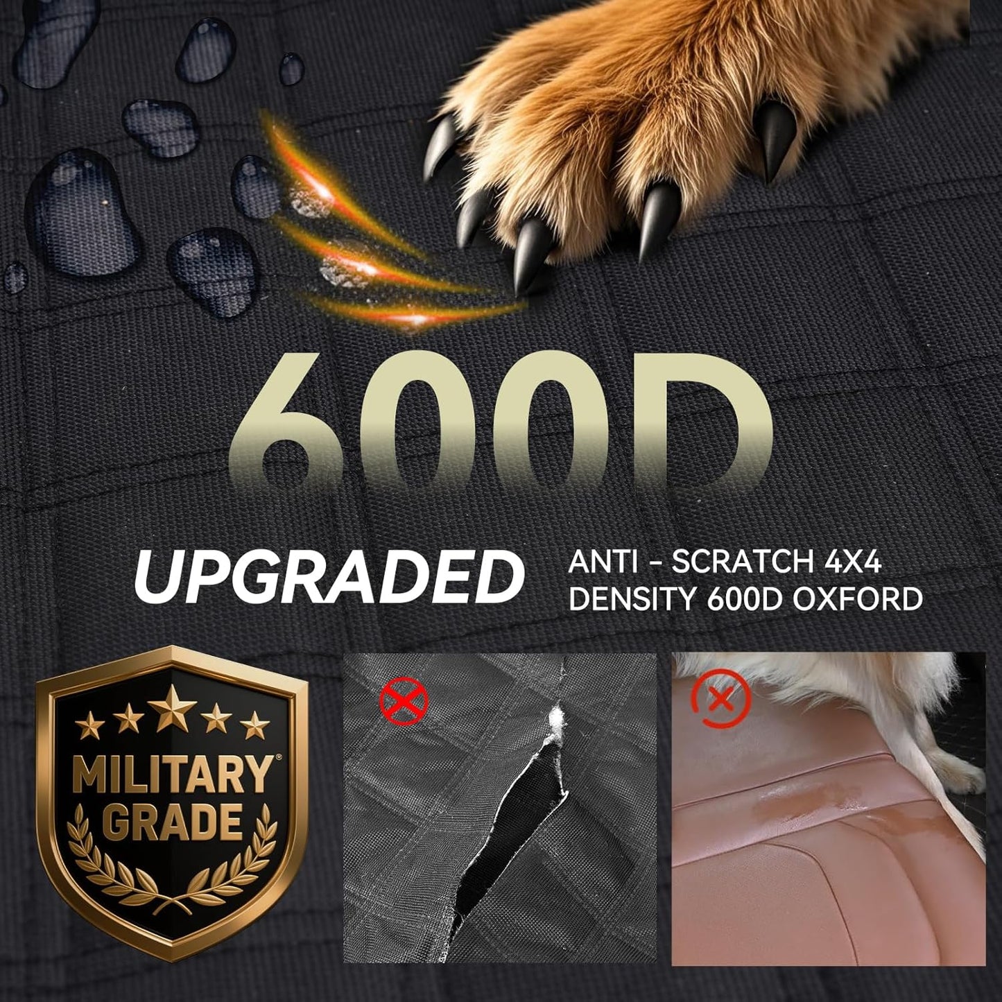 Back Seat Extender for Dogs,Dog Car Seat Cover for Back Seat with Hard Bottom Holds 500 lbs,Car Seat Protector,Waterproof Extender for Dogs,Pet Bed for Full Size F150/RAM1500/Silverado Crew Cab Pickup