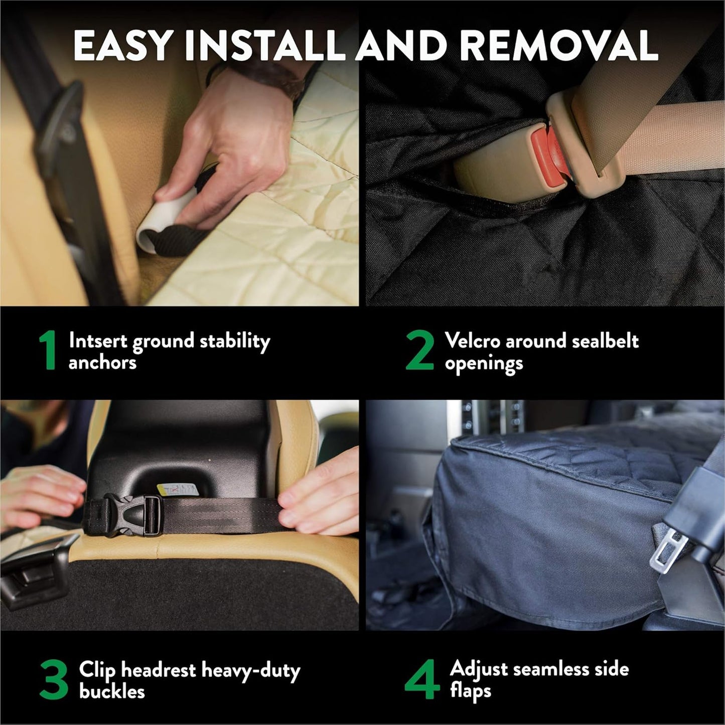 Plush Paws Products Premium Rear Car Seat Protector w/Hammock | Washable & Waterproof Back Seat Dog Cover for Car, Truck, & SUV | Nonslip, Tear Resistant Pet Seat Cover | Small Black