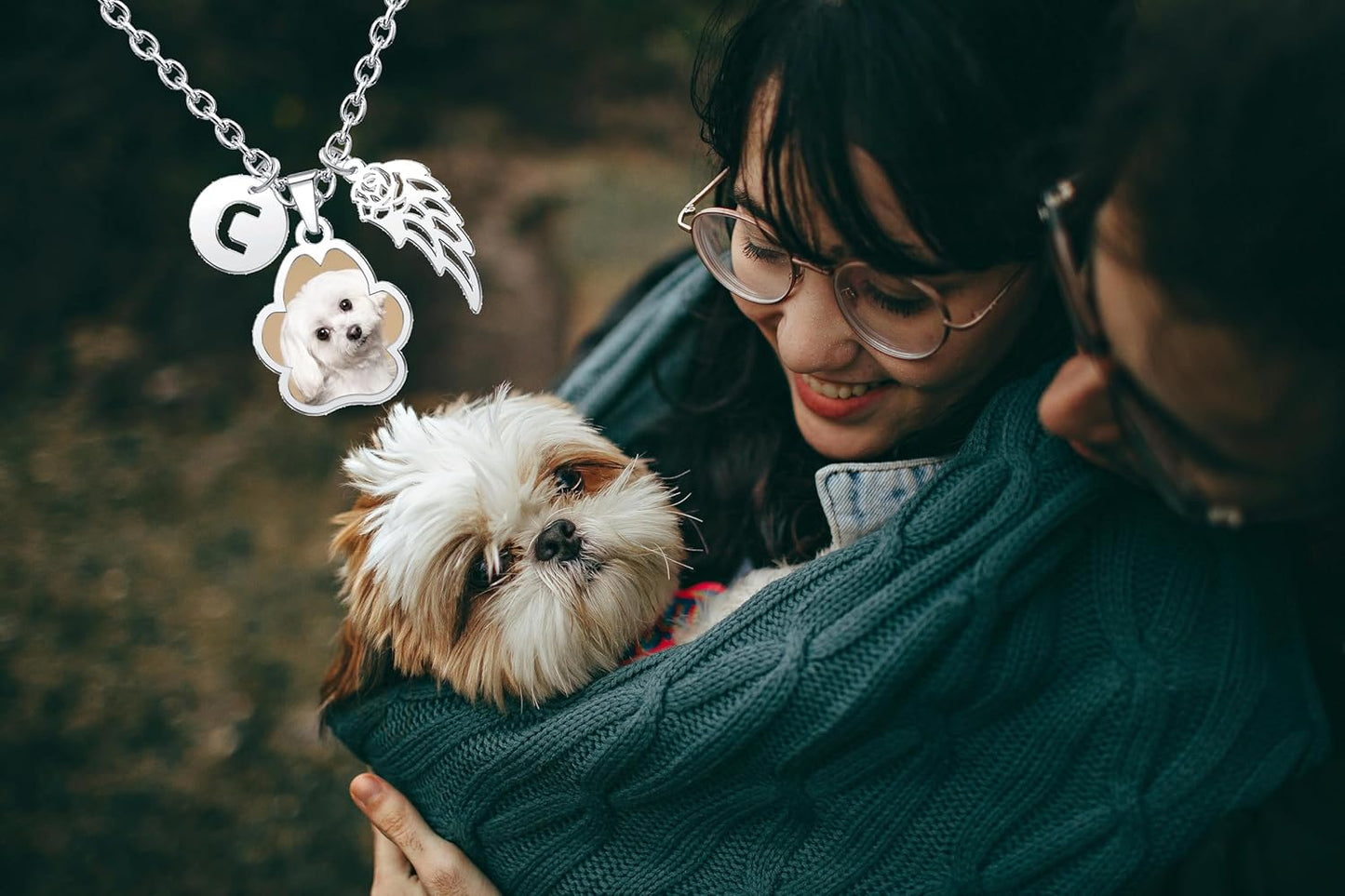 CharmSStory Personalized Photo Necklaces Custom Engraved Name Necklace Memory Keepsake Picture Necklace Pendant Customized Gifts for Women Men