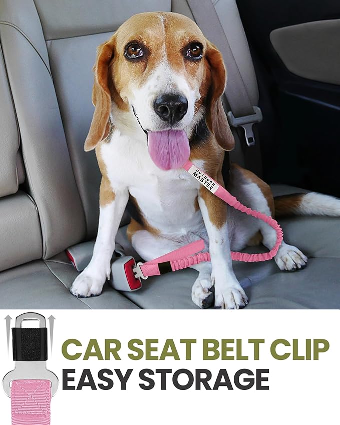 OutdoorMaster Bungee Dog Leash, Heavy Duty Dog Leash with Shock Absorption, 2 Padded Handles Training Leash, Improved Dog Safety and Comfort - Pink Upgraded, 4 FT