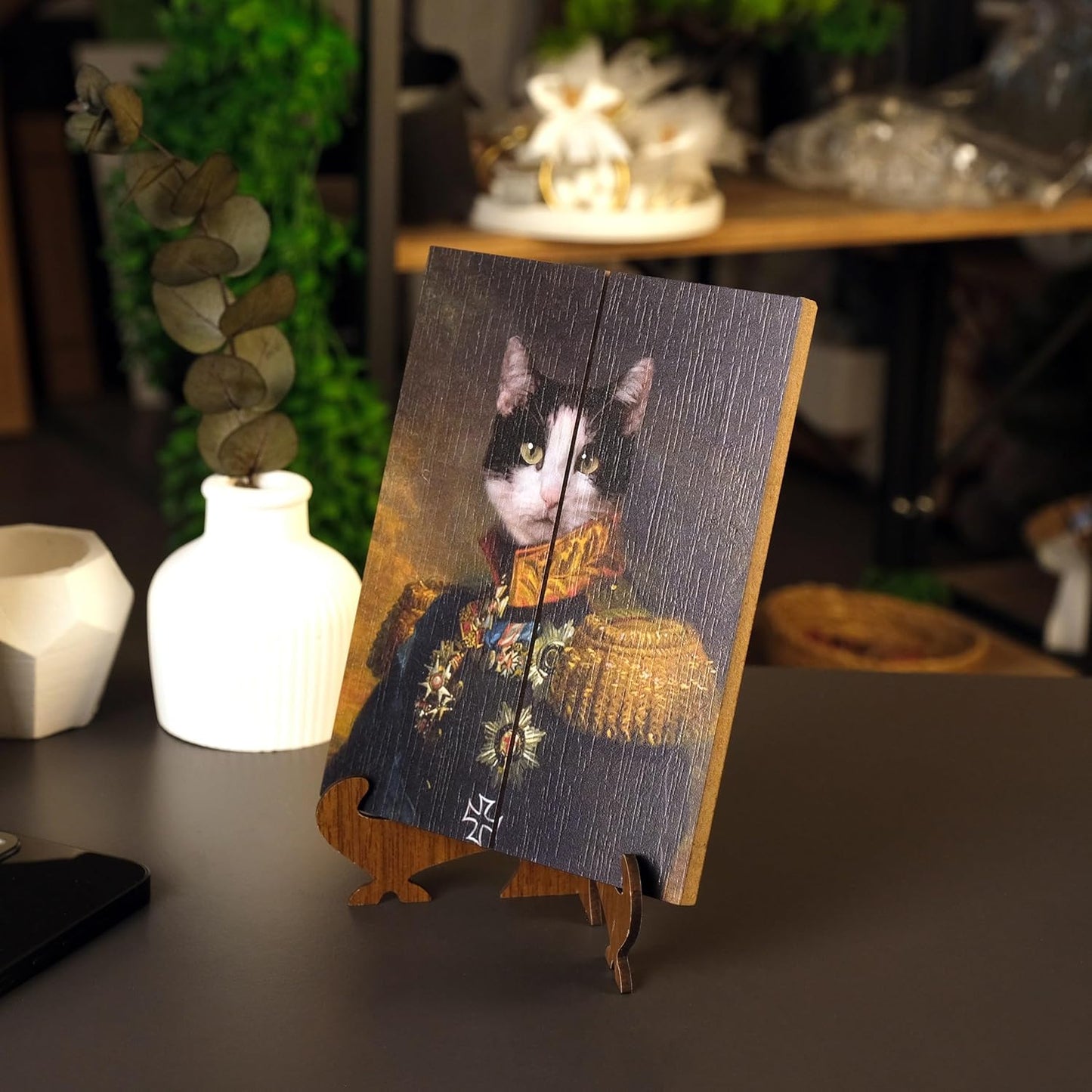 Custom Cat Memorial Wooden Photo Plaque Gift, Personalized Pet Remembrance Picture Frame, Sympathy Gift for Cat Loss, Pet Memorial Wall Art with Photo and Name (Cat Design)
