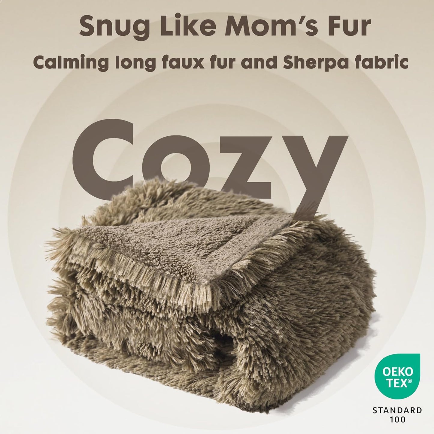 gogobunny Waterproof Dog Blanket for Large Dogs, Cats, Puppy, Reversible Faux Fur Pet Throw Blanket, Washable,Calming Furniture Protection for Sofa Bed (33x77 Inch (Pack of 1), Stone)