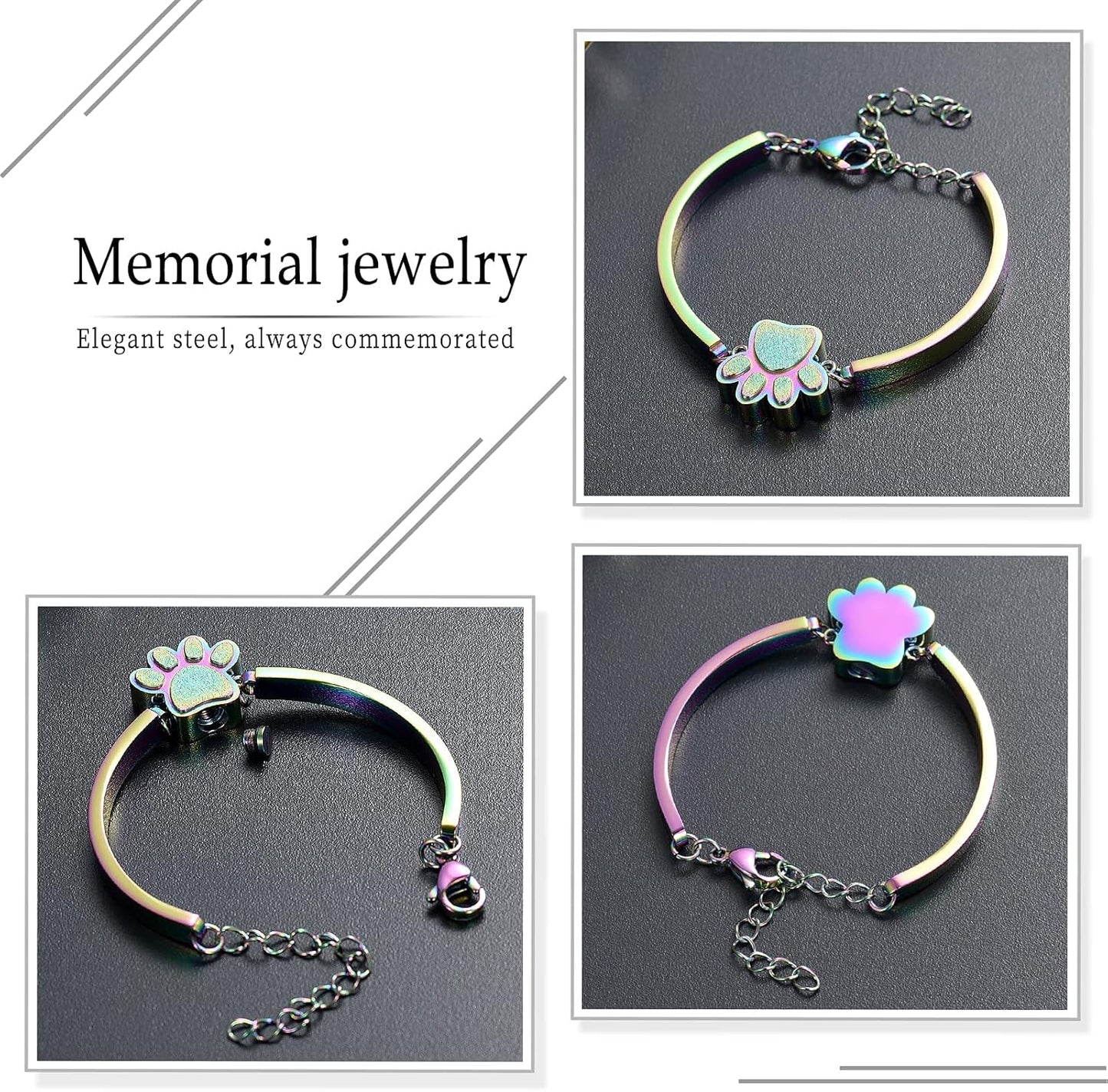 Pet Urns For Dogs/Cats - Pet Ashes Necklace - Paw Print Urn Necklace with Mini Keepsake Urn Memorial Ash Jewelry