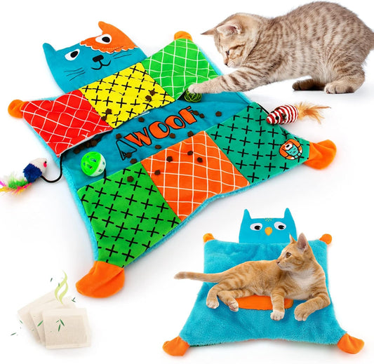 AWOOF Cute Soft Catnip Mat, Interactive Cat Toys for Indoor Cats