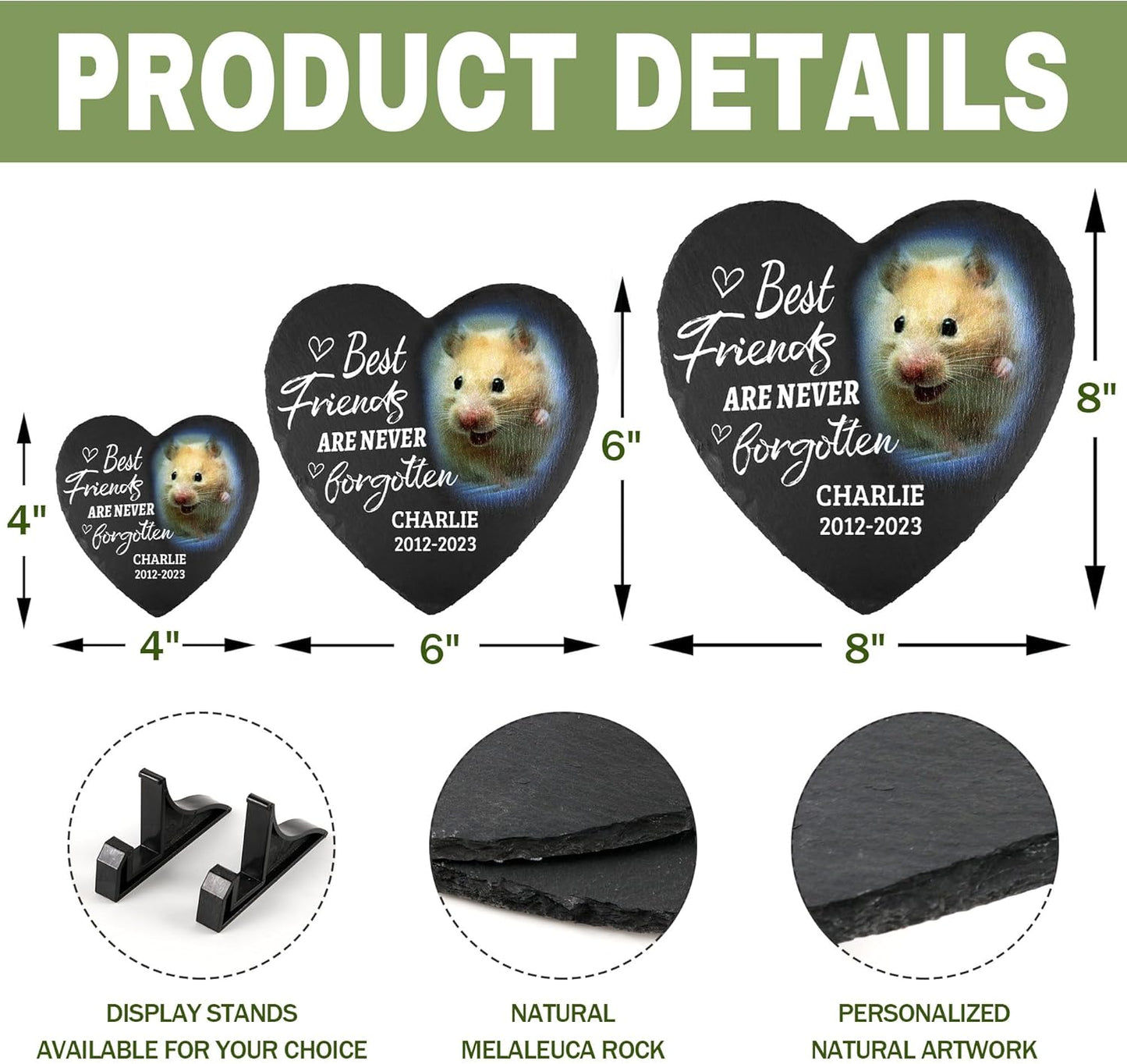 ODB Gifts for Loss of Guniea Pig, Hamster Memorial Stone, Hamster Memorial Gifts, Hamster Loss Gifts, Hamster Head Stones, Guniea Pig Grave Marker, Gifts for Hamster Lovers (Hamster)