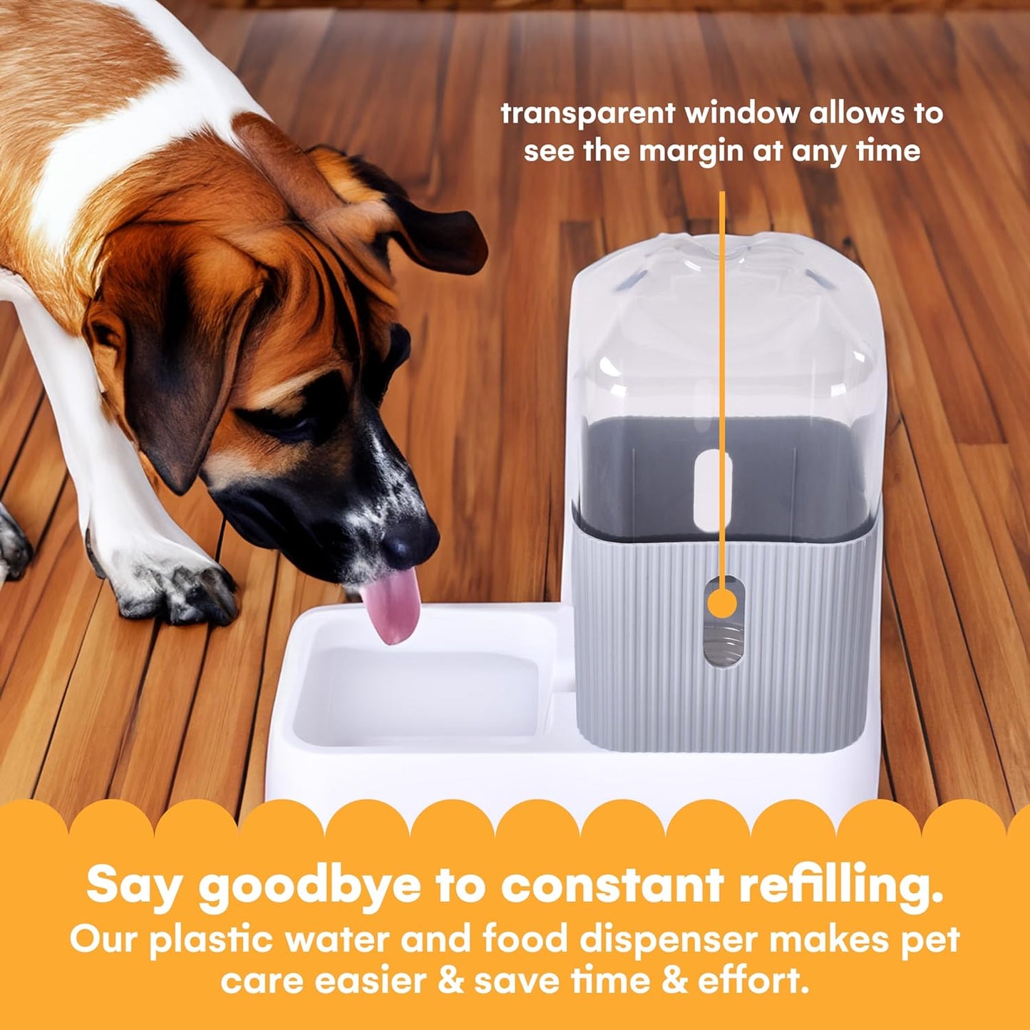 Noa Store Automatic Pet Water and Food Dispensers - Easy to Clean Feeding Bowls for Dogs and Cats - Convenient and Time-Saving Pet Station for Busy Owners - 12'H×6.3'L×11'W 3.5L Each - Grey