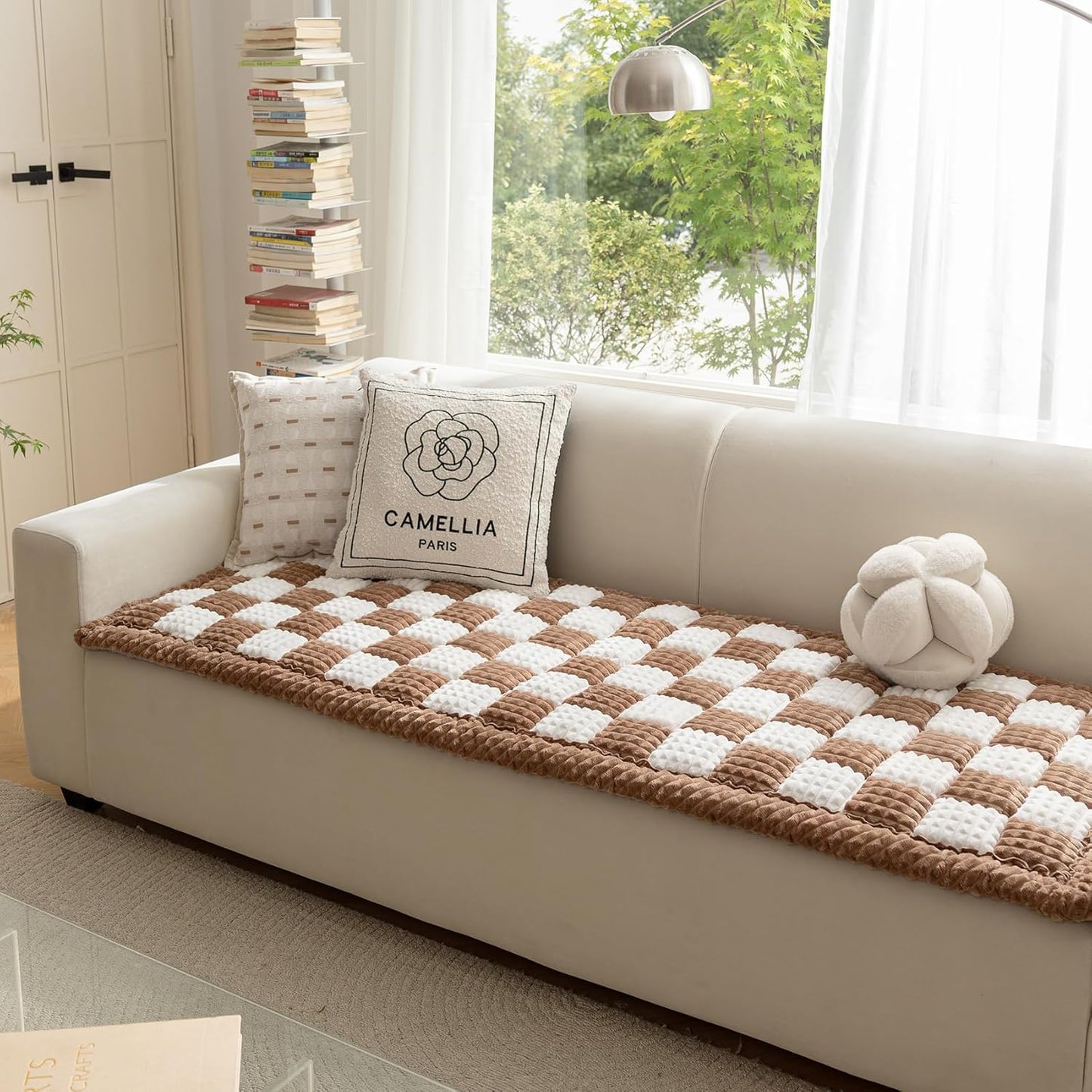 Couch Cover for Dogs Washable, Fuzzy Pet Cover for Sofa, Covers for 3 Cushion Couch Pet-Friendly, Non Slip Dog Bed Mat Dog Blanket (DarkCoffee, 27.6x82.7 inch)