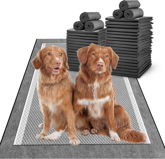 MIZOK Black Charcoal Dog Pee Pads Extra Large 23x24in/28x34in/30x36in/36x36in/28x44in, New & Improved Odor-Control Super Absorption Puppy Potty Training Pads (Giant 28" x44“ 25 Count)