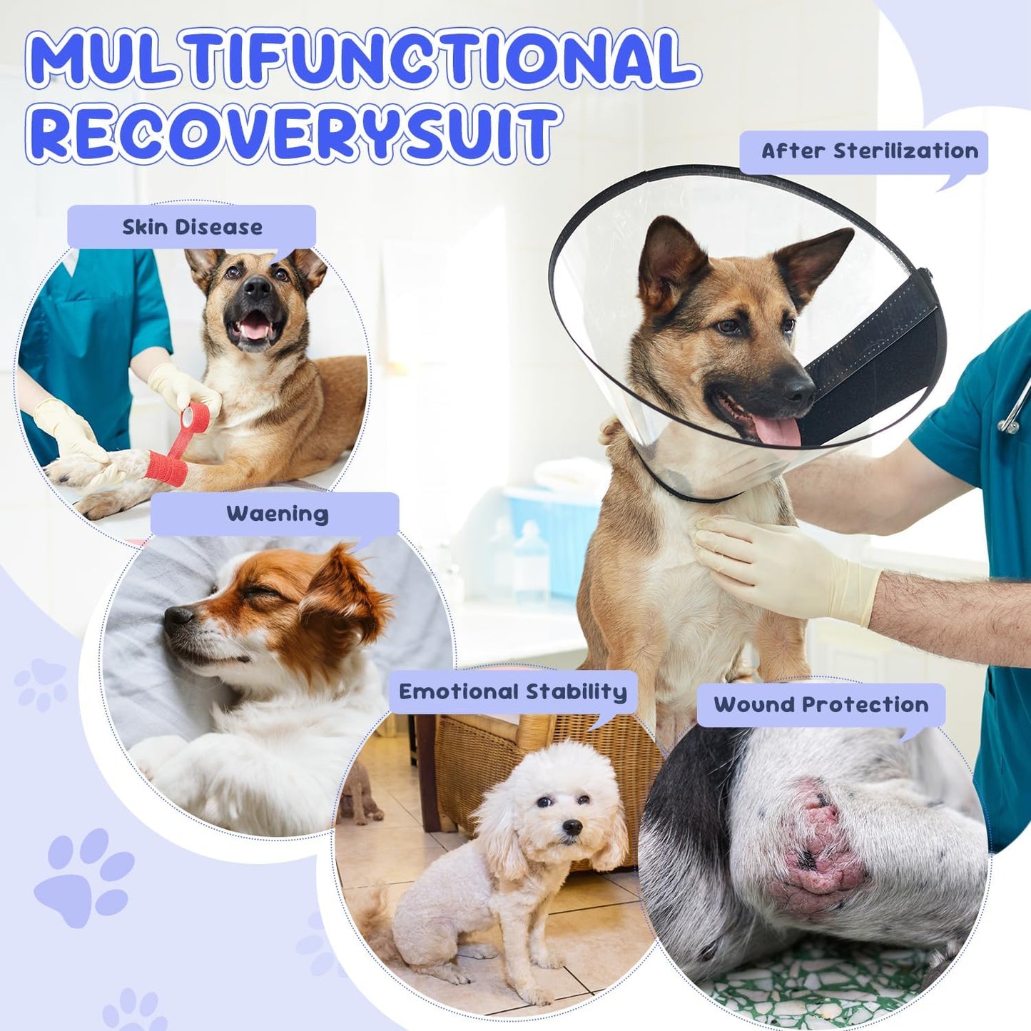 Lukovee Dogs Recovery Suit - Adjustable Dog Onesie for Female Male Dogs, Breathable Anti Licking Cone Alternative Surgery Pet Surgical Body Suit After Spay Abdominal Wounds Neuter (S, Gray)