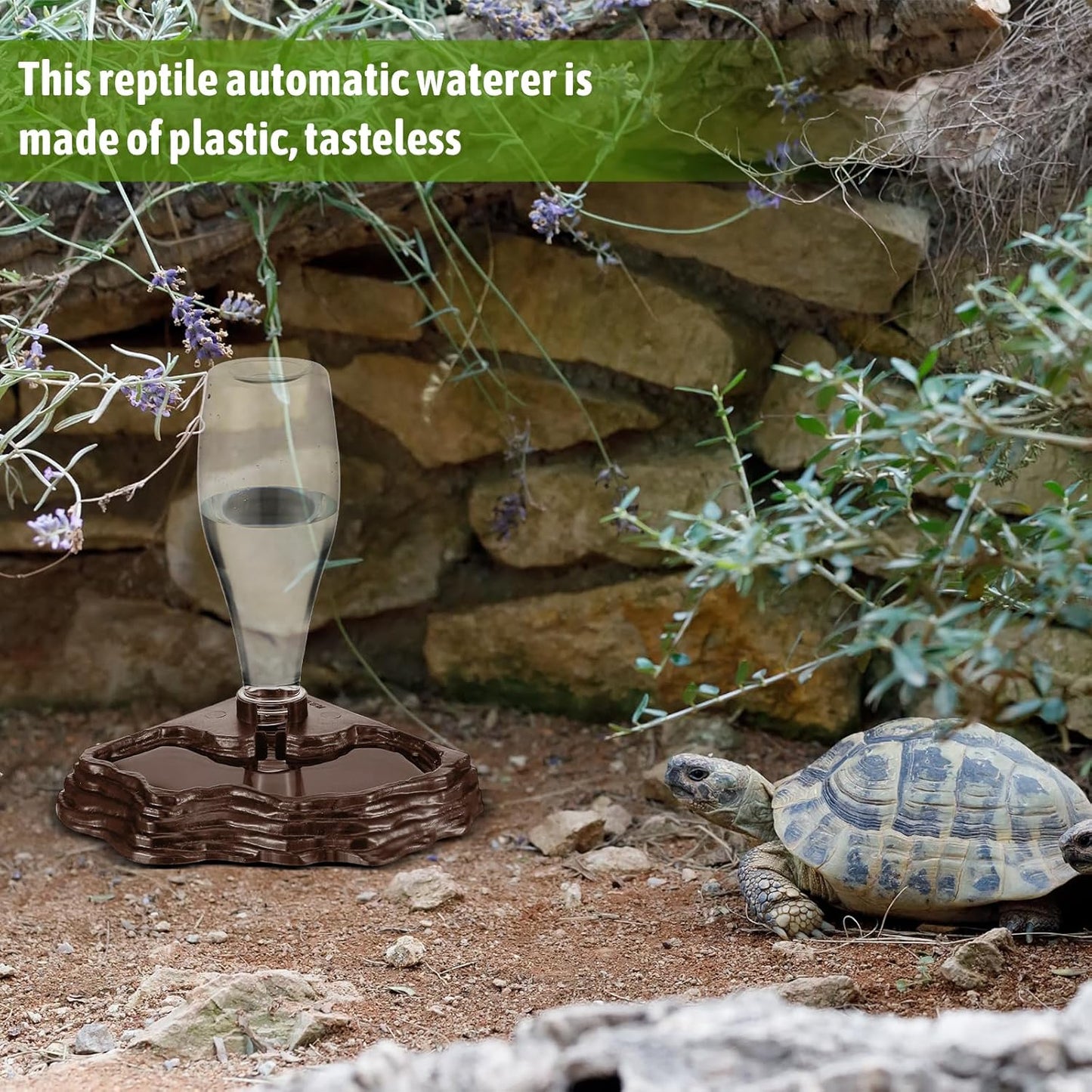 Mumufy 2 Pack Reptile Water Feeder Automatic Water Dispenser Waterer 13.5Oz Feeding Accessories Tank Lizards Waterer for Bearded Dragon Terrarium Turtle Tank Feeding Geckos Frog (Brown)