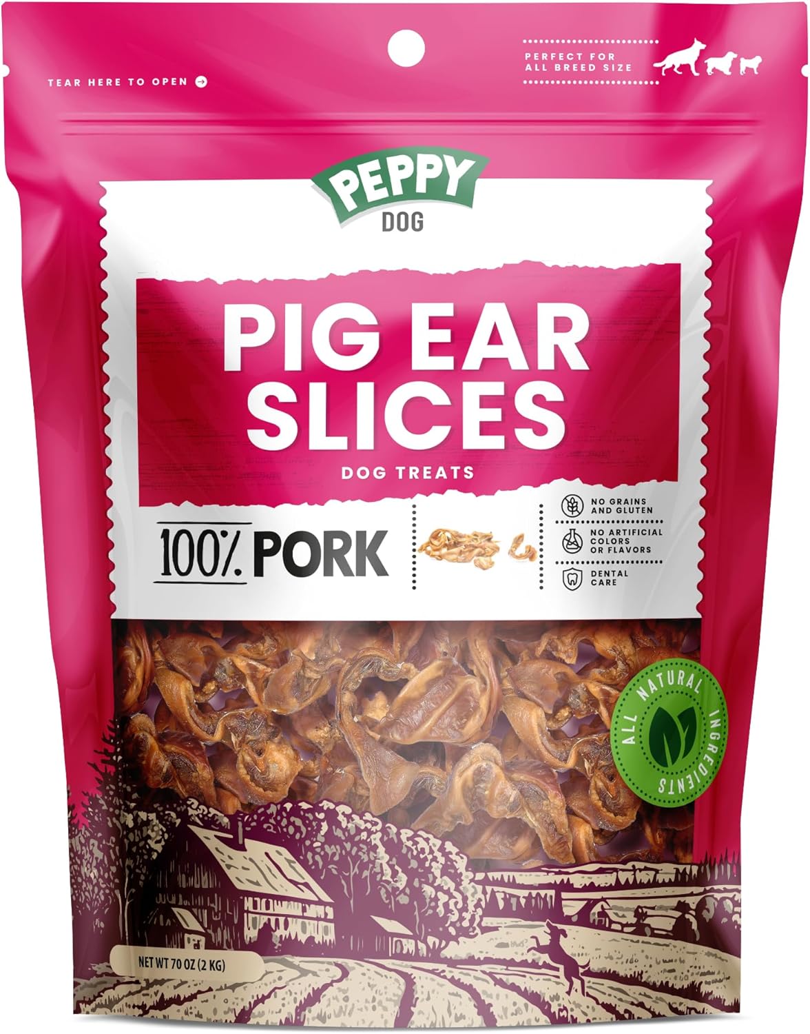 All Natural Pork Ear Strips (4.4 lb) | Simple Ingredient Dog Chews | Digestible Pig Ears | High in Protein | Supports Health and Dental