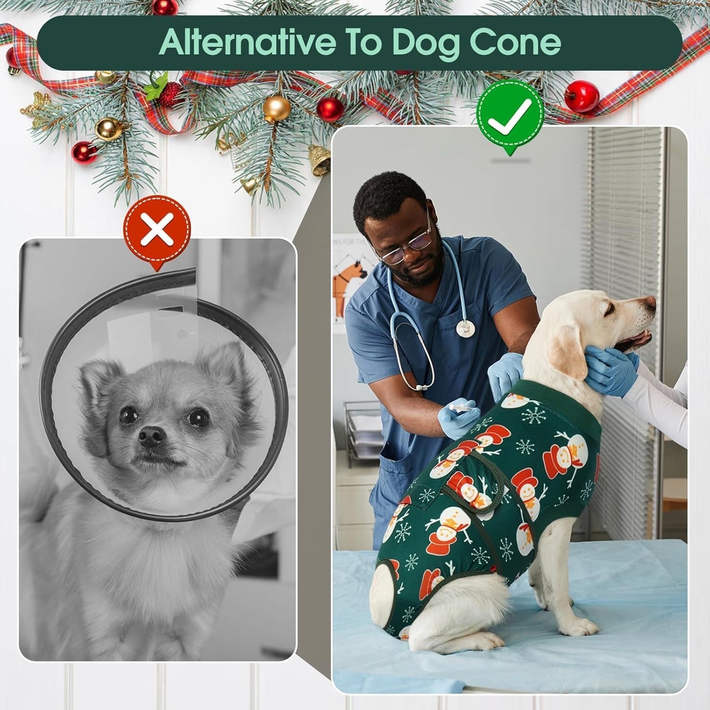 Kuoser Dog Surgery Recovery Suit, Doggie Surgical Bodysuit for Female Male Dogs, Pet Anti Licking Shirt for Spay Neuter Dog Cone Alternative