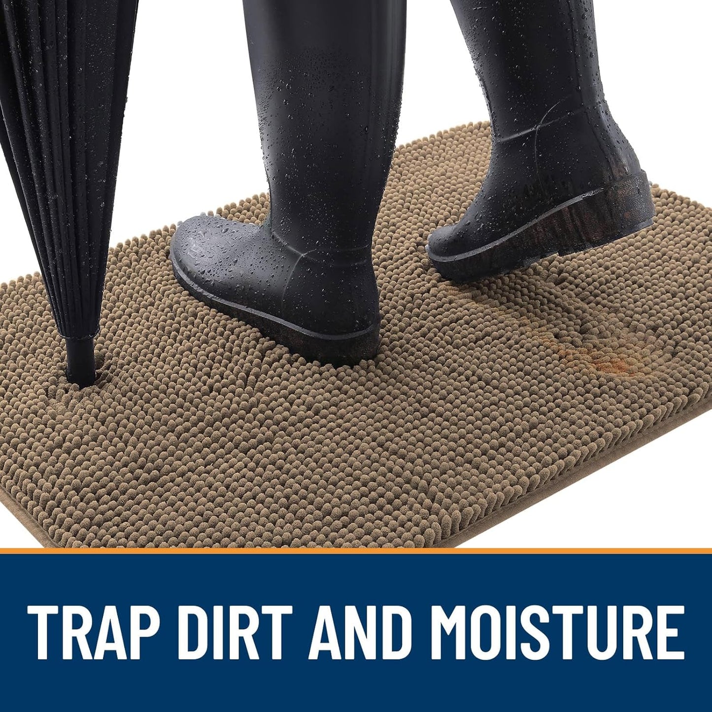 OLANLY Dog Door Mat for Muddy Paws 70x32, Absorbs Moisture and Dirt, Absorbent Non-Slip Washable Doormat, Quick Dry Chenille Mud Mat for Dogs, Entry Indoor Entryway Carpet for Inside Floor, Tan