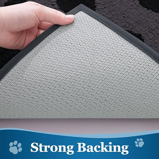 Buganda Dog Door Mat for Muddy Paws, Absorbent Dirt Trapper Washable Indoor Doormats, Non Slip Low-Profile Mud Mat for Dogs, Front Entrance Doormat for Inside Floor (48x30 Inches, Black)