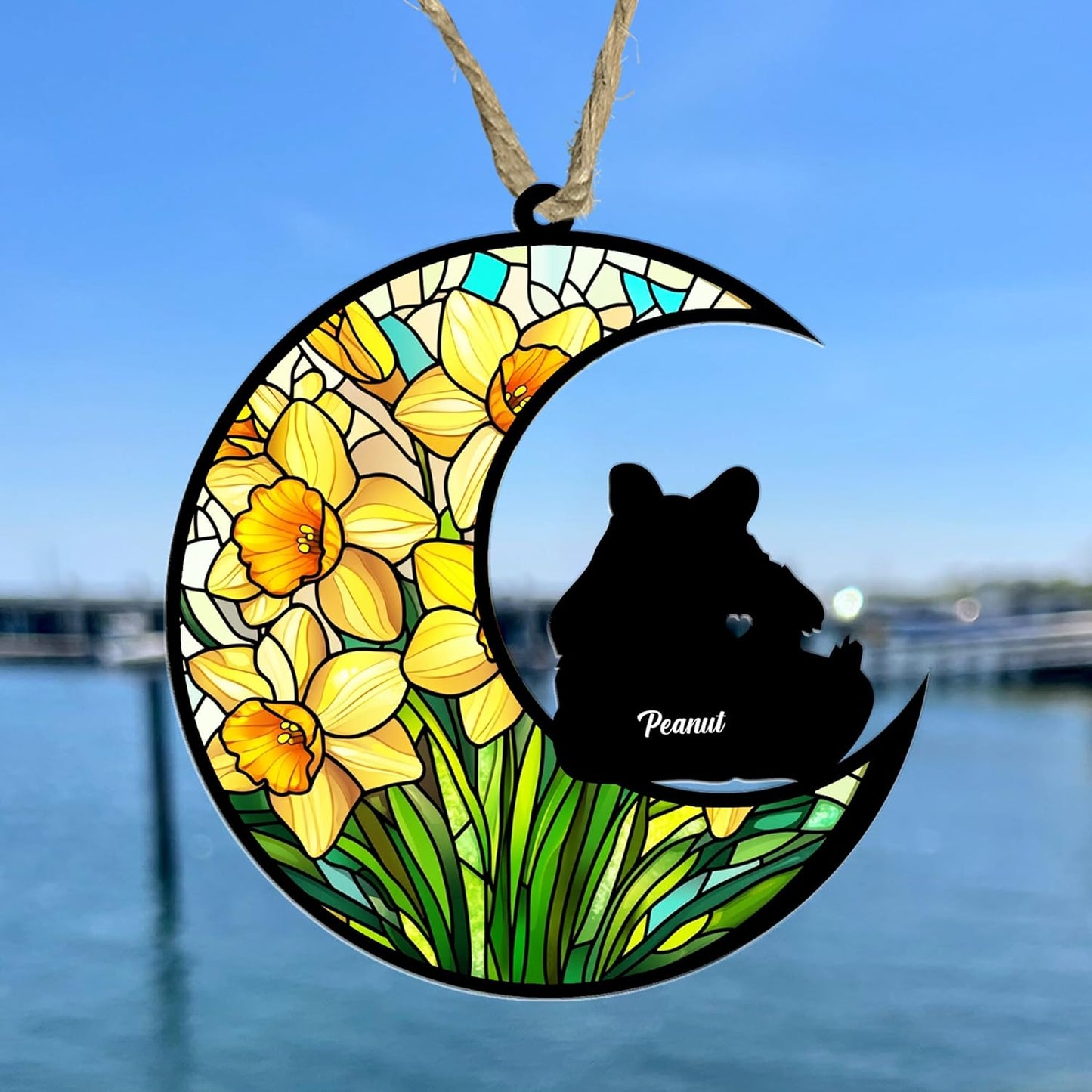 Personalized Hamster Memorial Suncatcher/Ornament - Custom Loss Guinea Pig Bereavement Ornaments, Pet Mouse Stained Glass Light Catcher Sympathy Gift, Pet Remembrance Keepsake Memory Window Hangings