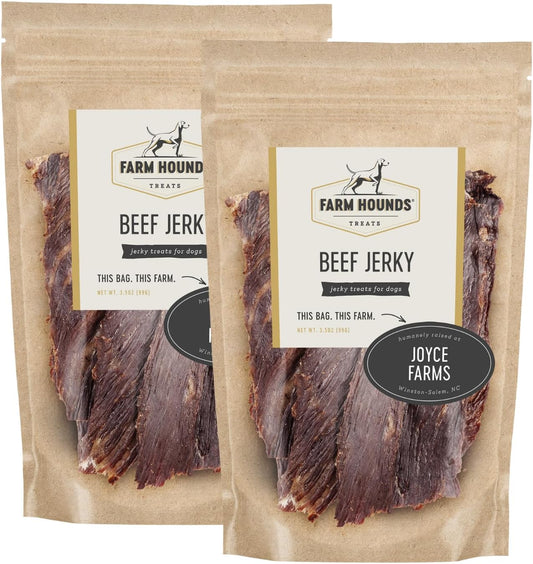 Farm Hounds - Beef Jerky - Premium Natural Jerky for Dogs - 100% Humanely Raised Cattle - Break-to-Size - Great for Training & Treats - No Fillers - Made in USA - 3.5 oz - 2 Pack