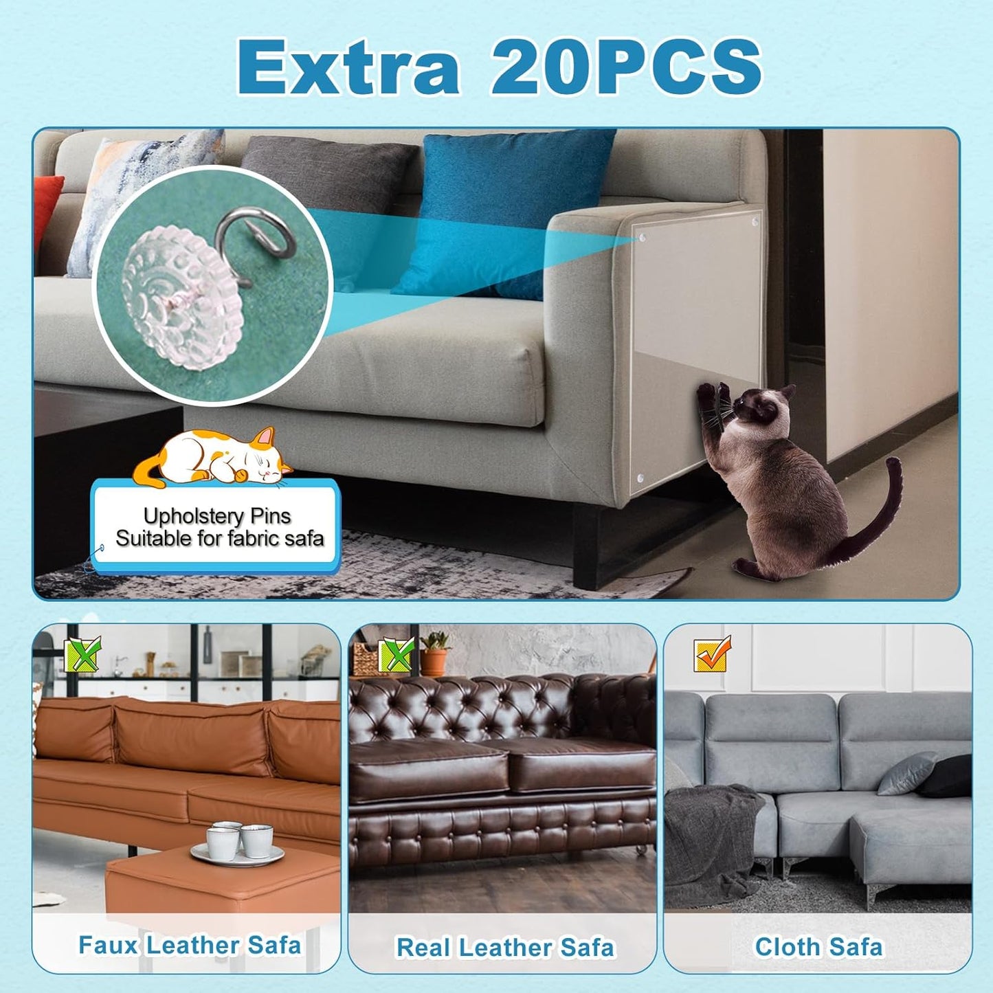 Cat Scratch Furniture Protector, 13.7"x160" Couch Protector from Cat Claws Deterrent Protectors, Single-Sided Sticky Clear Scratch Protector for Furniture Door Walls