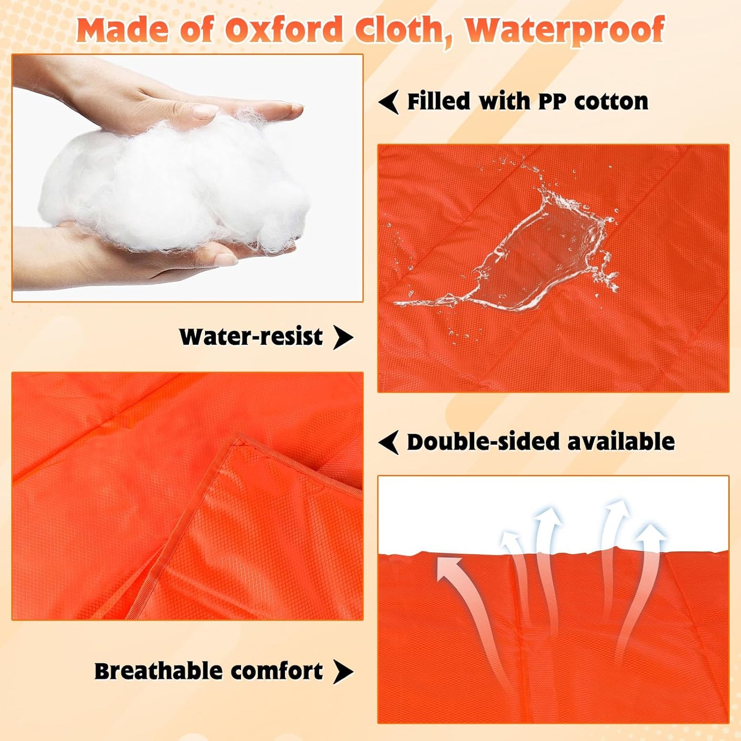 BWOGUE Large Outdoor Dog Bed, Portable Waterproof Camping Mat, Washable Travel Mat with Carry Bag for Medium and Large Dogs, 47"X27" (Orange)