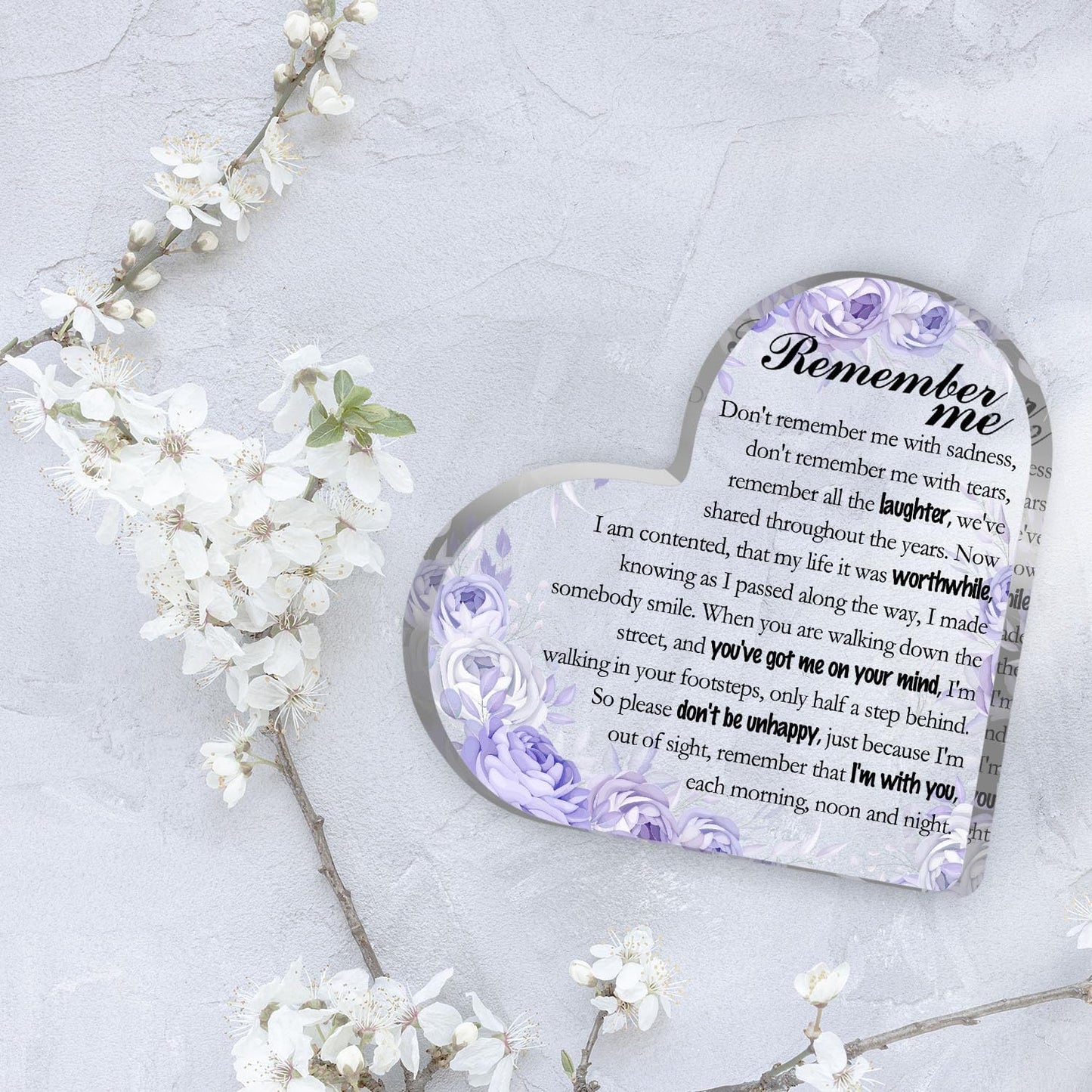 Remember Me Sign Sympathy Gifts for Loss of Loved One Bereavement Decor Sign Memorial Gifts for Loss of Mother Father Condolence Acrylic Plaque with Remembrance Quote