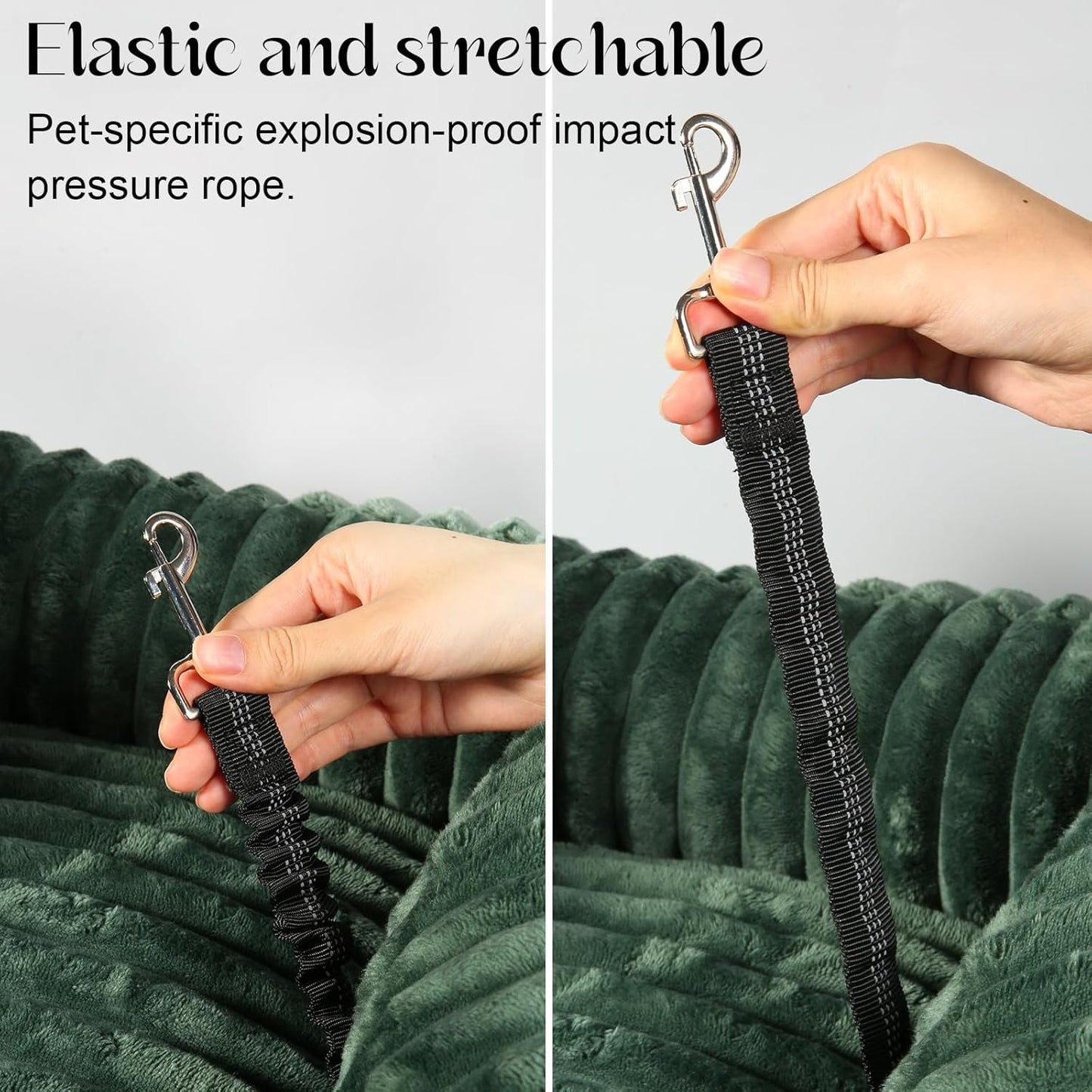 Dog Car Booster Seat, for Small Dogs Under 30 lbs, Detachable Washable Travel Bed with Storage Pockets and Safety Belt (Green, Medium)