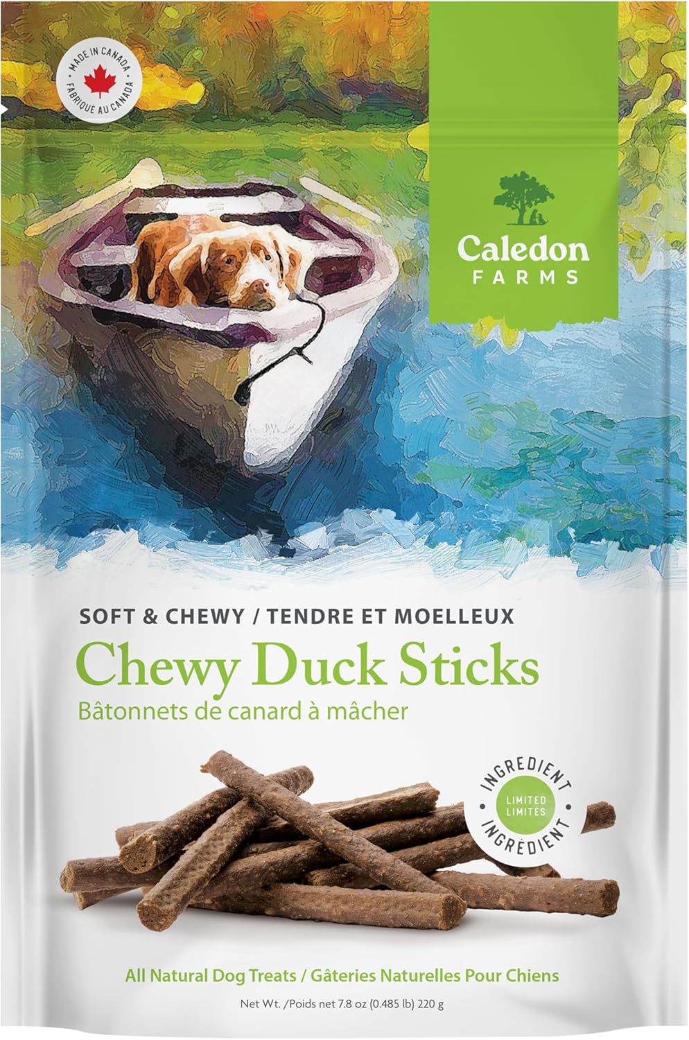 Caledon Farms Chewy Duck Sticks Dog Treats, No Additives, Preservatives Free, 7.8oz (pack of 1)