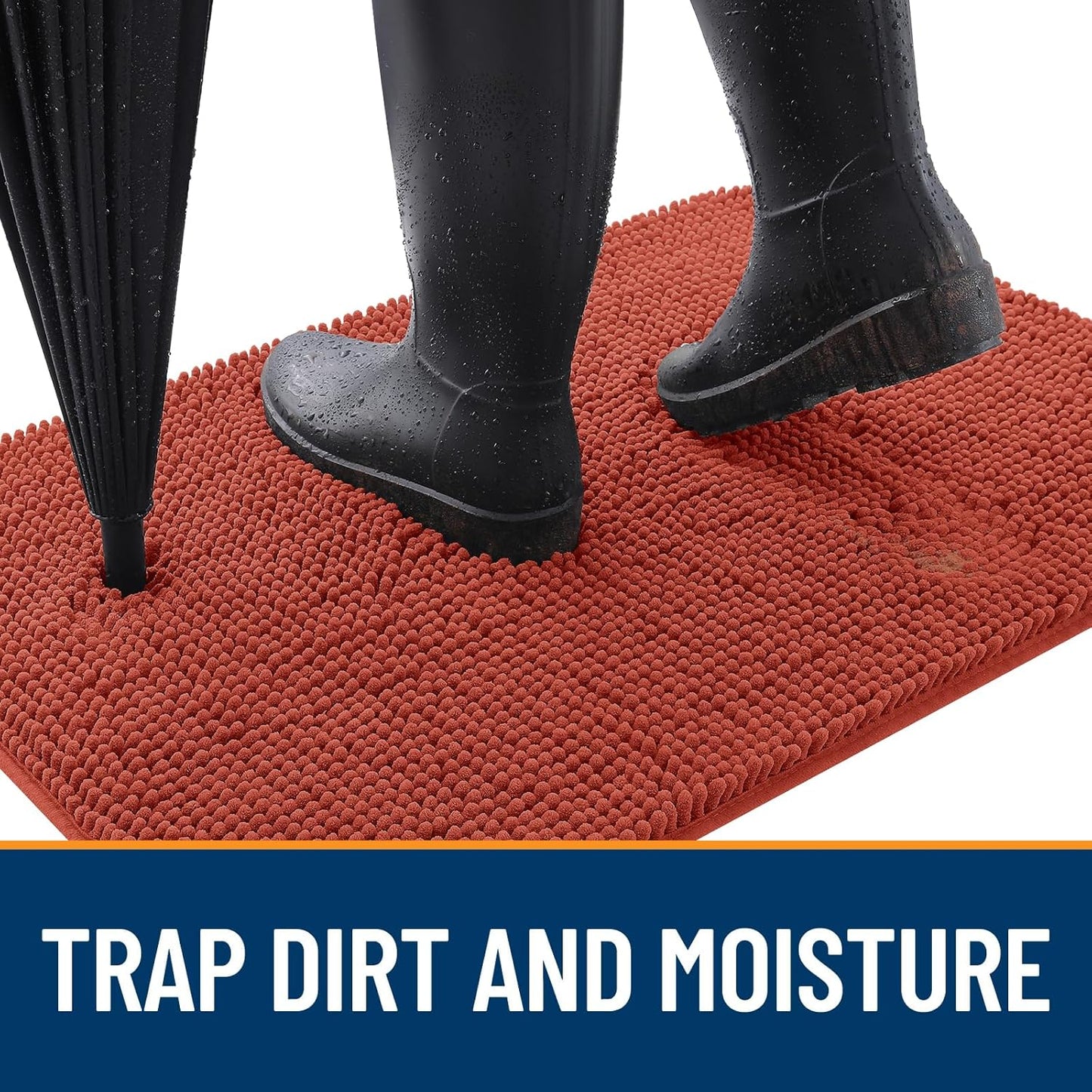 OLANLY Dog Door Mat for Muddy Paws 30x20, Absorbs Moisture and Dirt, Absorbent Non-Slip Washable Doormat, Quick Dry Chenille Mud Mat for Dogs, Entry Indoor Entryway Carpet for Inside Floor, Maple Red