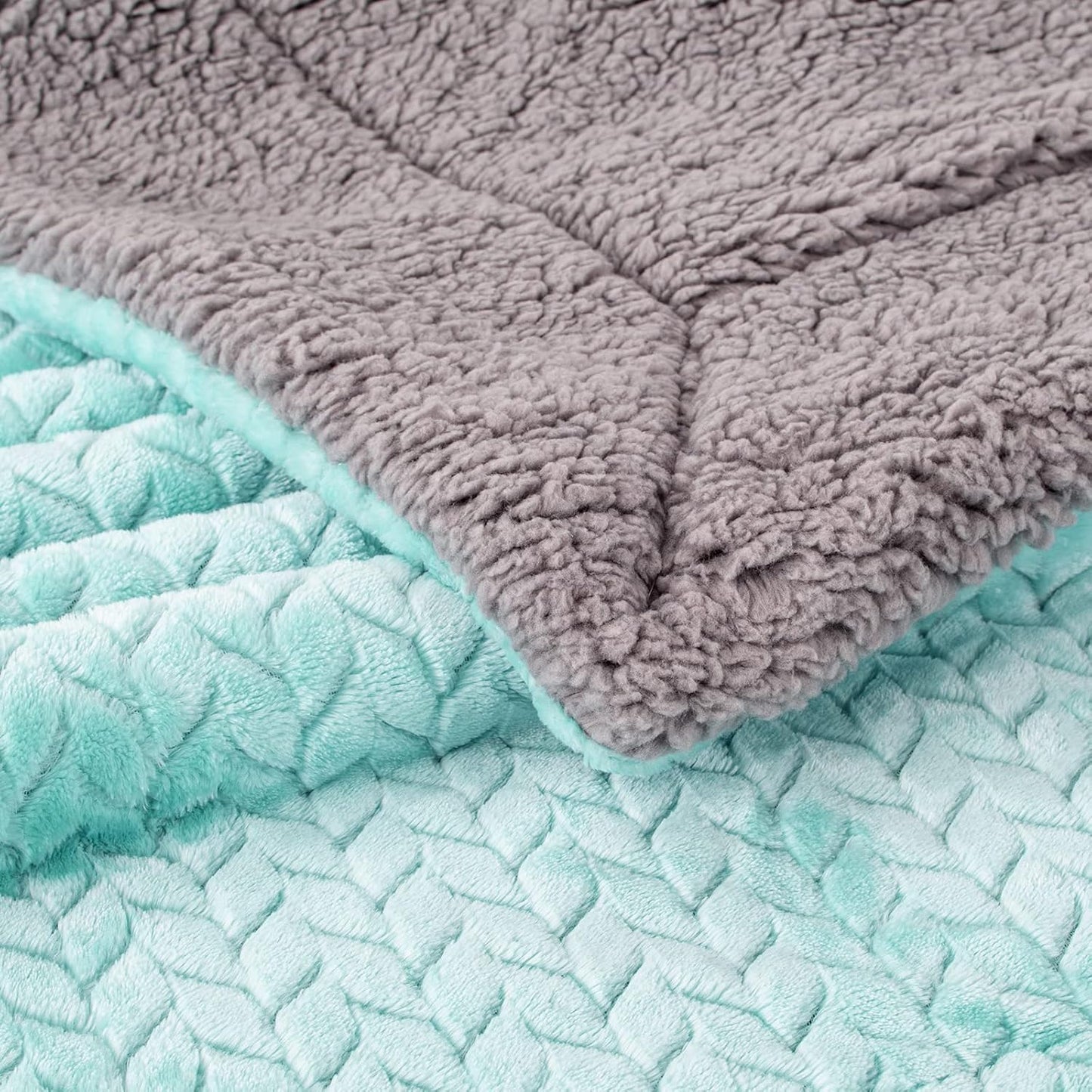 Fuzzy Blanket or Fluffy Blanket for Baby Girl or boy, Soft Warm Cozy Coral Fleece Toddler, Infant or Newborn Receiving Blanket for Crib, Stroller, Travel, Outdoor (24" x 32", MD-Aqua Green)