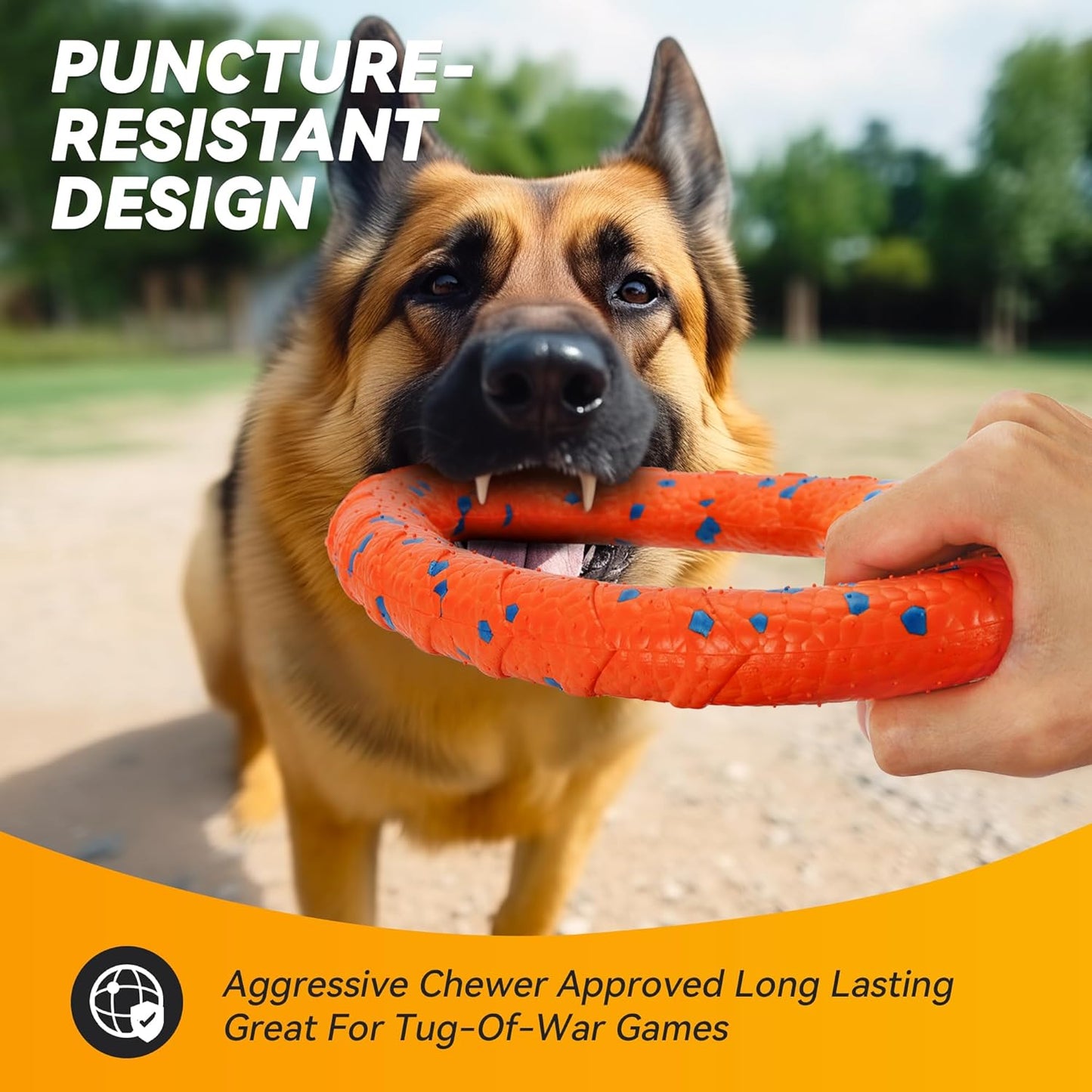 Dog Ring Toy, Indestructible Flying Discs for Throwing Catching, Water Floating Dog Training Ring for Medium Large Breeds (Orange - φ9 inches)