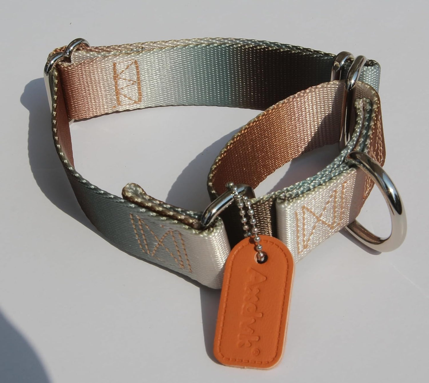 Martingale Dog Collar Colorful Gradient Fashionable - Anti-Escape Soft Durable Pets Collar for Walking Training Outdoor Daily Use -Medium, Silver Brown